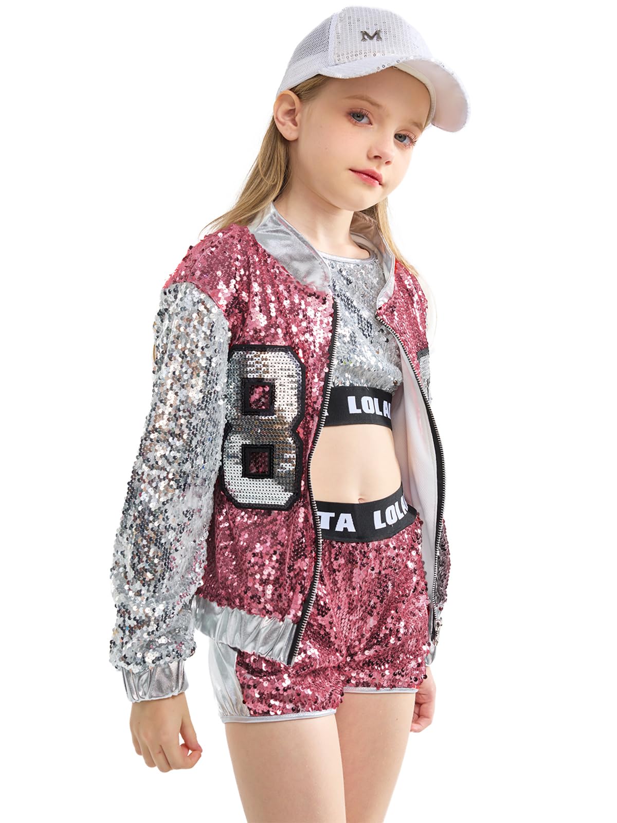 LOLANTA Girls Sequin Dance Costume - Sparkle Hip Hop Jazz Dance Dress for Kids Age 4-16 | Modern Performance Outfit for Stage Shows, Competitions & Dance Classes