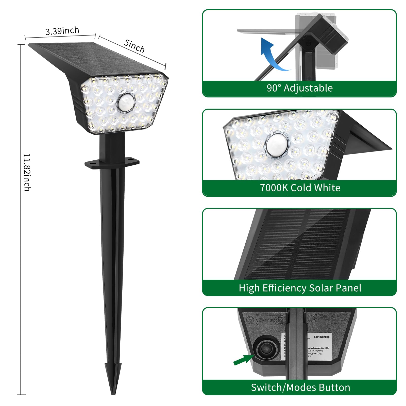 **6 Pack Solar Lights Outdoor Waterproof IP67 - Motion Sensor Landscape Lighting, 7000K Solar Spotlights with 4 Modes & Auto On/Off for Garden, Yard, Pathway, Patio (Ideal for Home Security & Nighttime Illumination)**