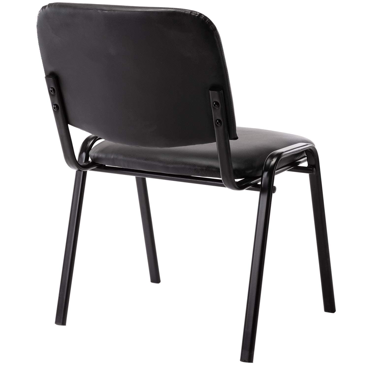 5-Pack Black PU Leather Conference Room Waiting Chairs - Armless Office Chairs Without Wheels for Meeting Rooms, Guest Reception, Lobby & Events - Durable & Comfortable Seating Solution
