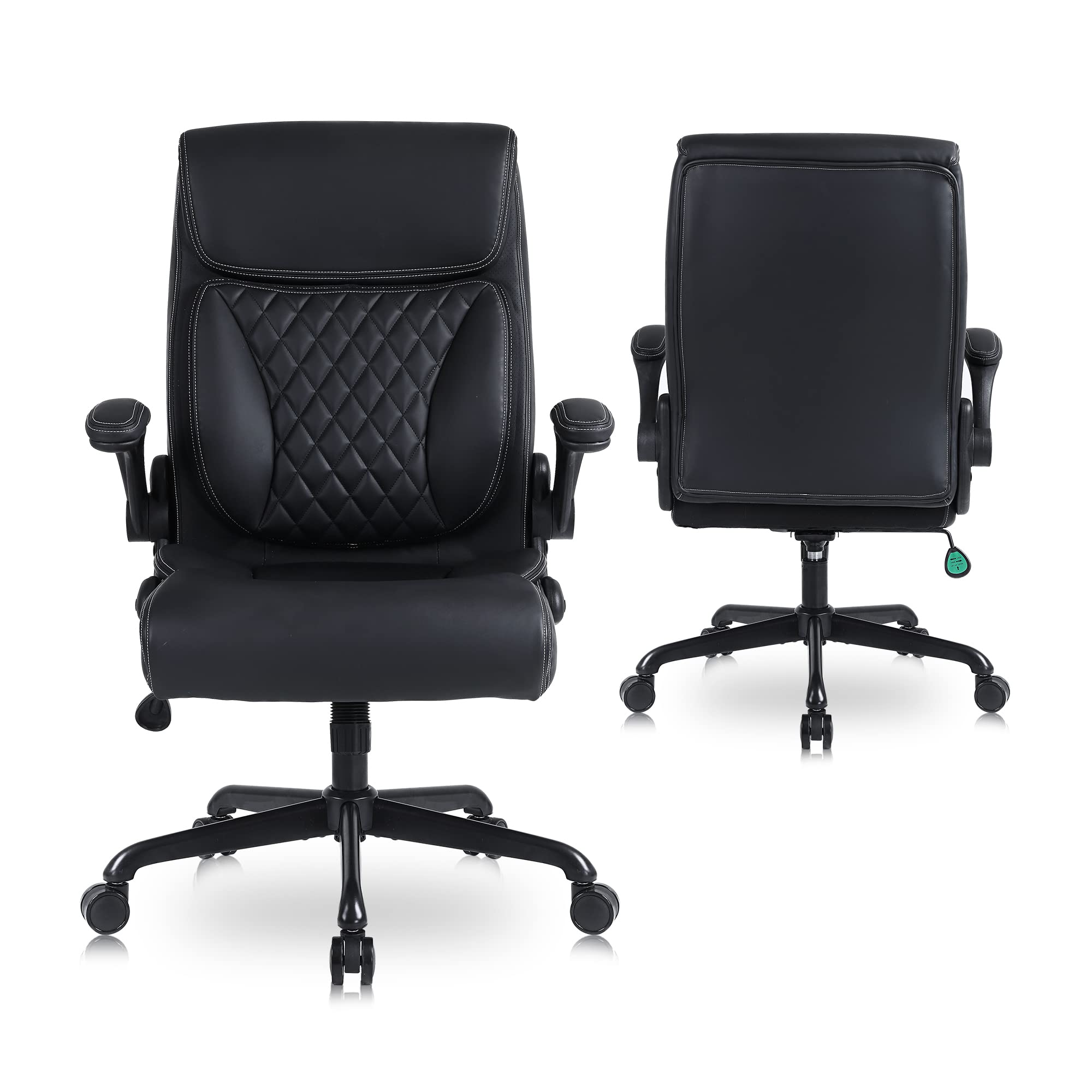 Premium Ergonomic Executive Office Chair - PU Leather Computer Desk Chair with Lumbar Support, Adjustable Height & Flip-Up Armrests - Home Office Chair for Comfort & Productivity - Perfect for Long Work Hours & Video Conferencing