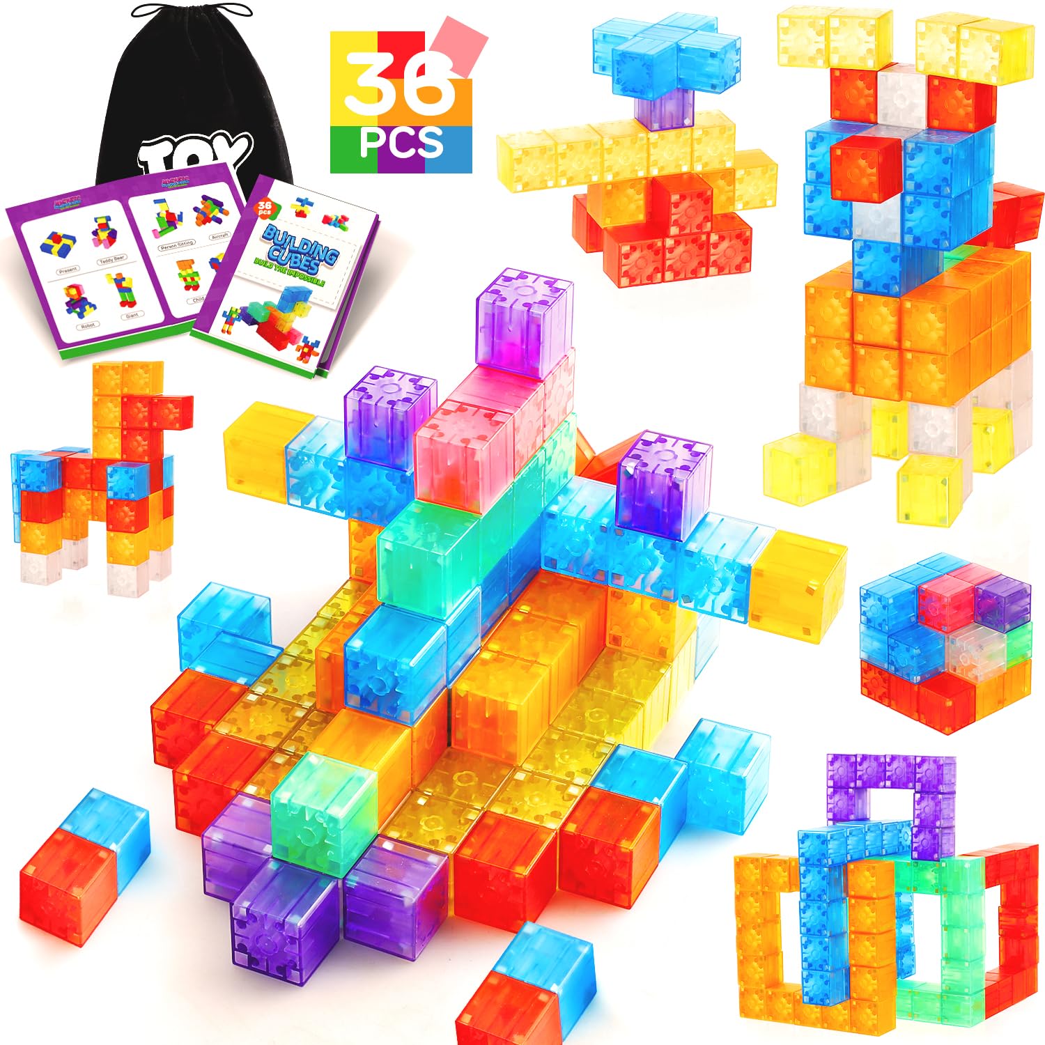 TOY Life 36PCS Magnetic Building Blocks for Kids Ages 3-8 | STEM Educational Toys for Toddlers | Creative Construction Toys for Boys & Girls | Perfect for Classroom, Birthday Gifts & Indoor Play