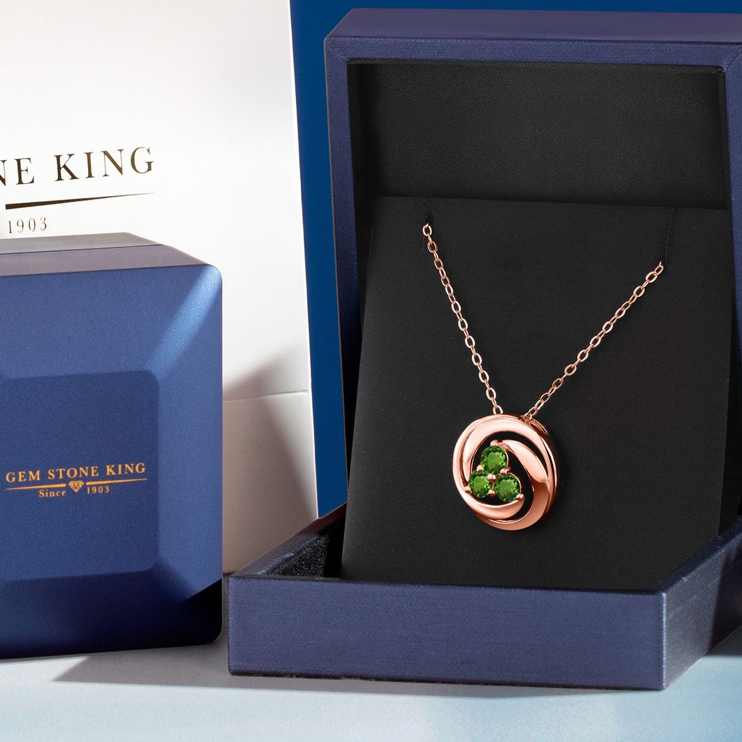 18K Rose Gold Plated Sterling Silver 4MM Round Birthstone Pendant Necklace for Women - 3 Stone Circle Design with 18 Inch Chain | Perfect Gift for Birthday, Anniversary & Mother's Day | Elegant Jewelry for Daily Wear & Special Occasions