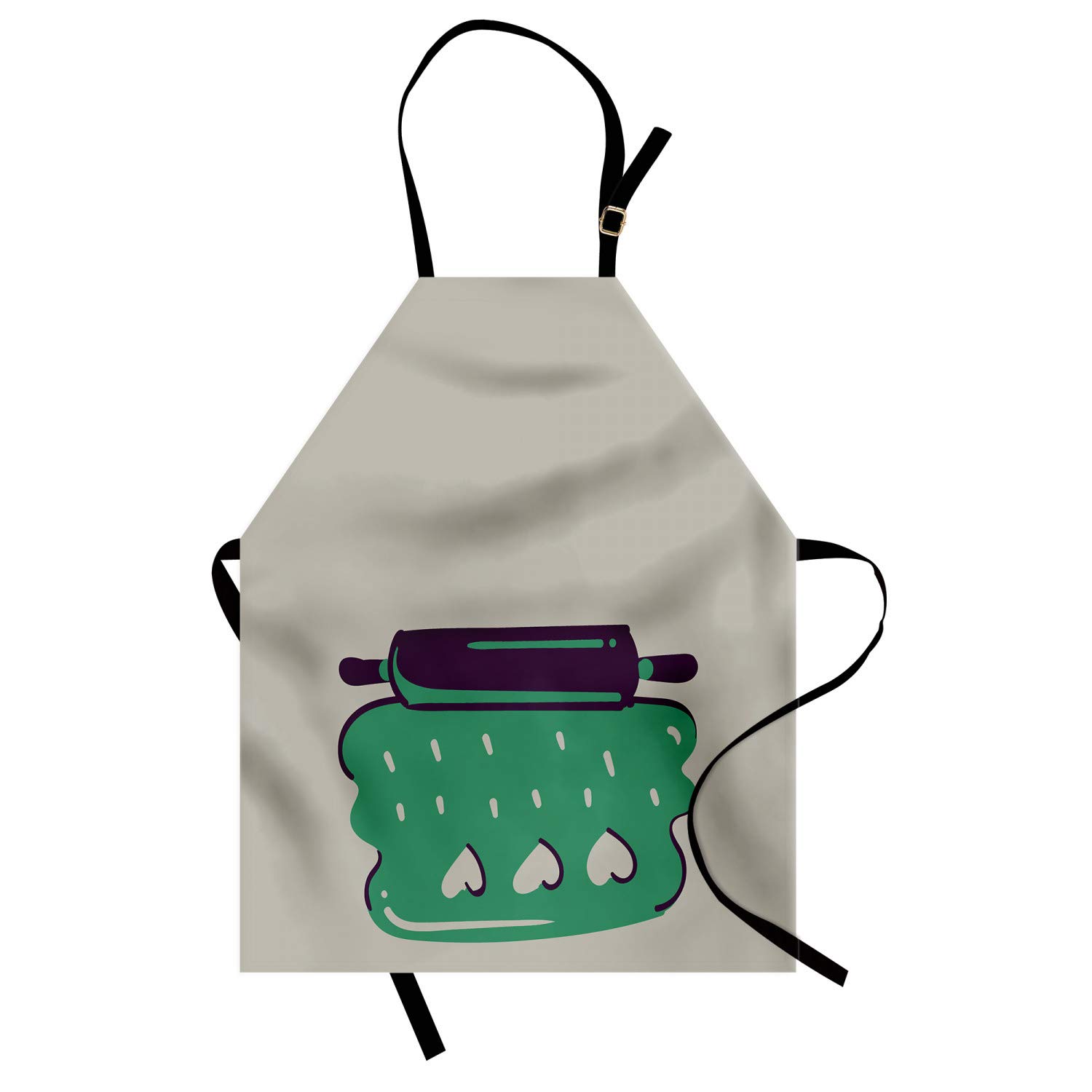 Ambesonne Personalized Chef Apron - Cartoon Baking & Cooking Design with Colorful Rolling Pin Dough Motif - Adjustable Neck Unisex Kitchen Bib for Adults (Sea Green) | Perfect for Home Chefs, Baking Enthusiasts & Cooking Gifts