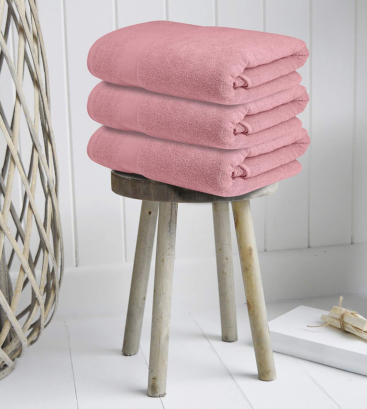 Softolle 100% Cotton Luxury Bath Towels Set of 4 - Ultra Soft & Highly Absorbent 27x54 Inch Bathroom Towels - Eco-Friendly, Plush & Quick-Drying for Spa, Hotel & Home Use (Pink)