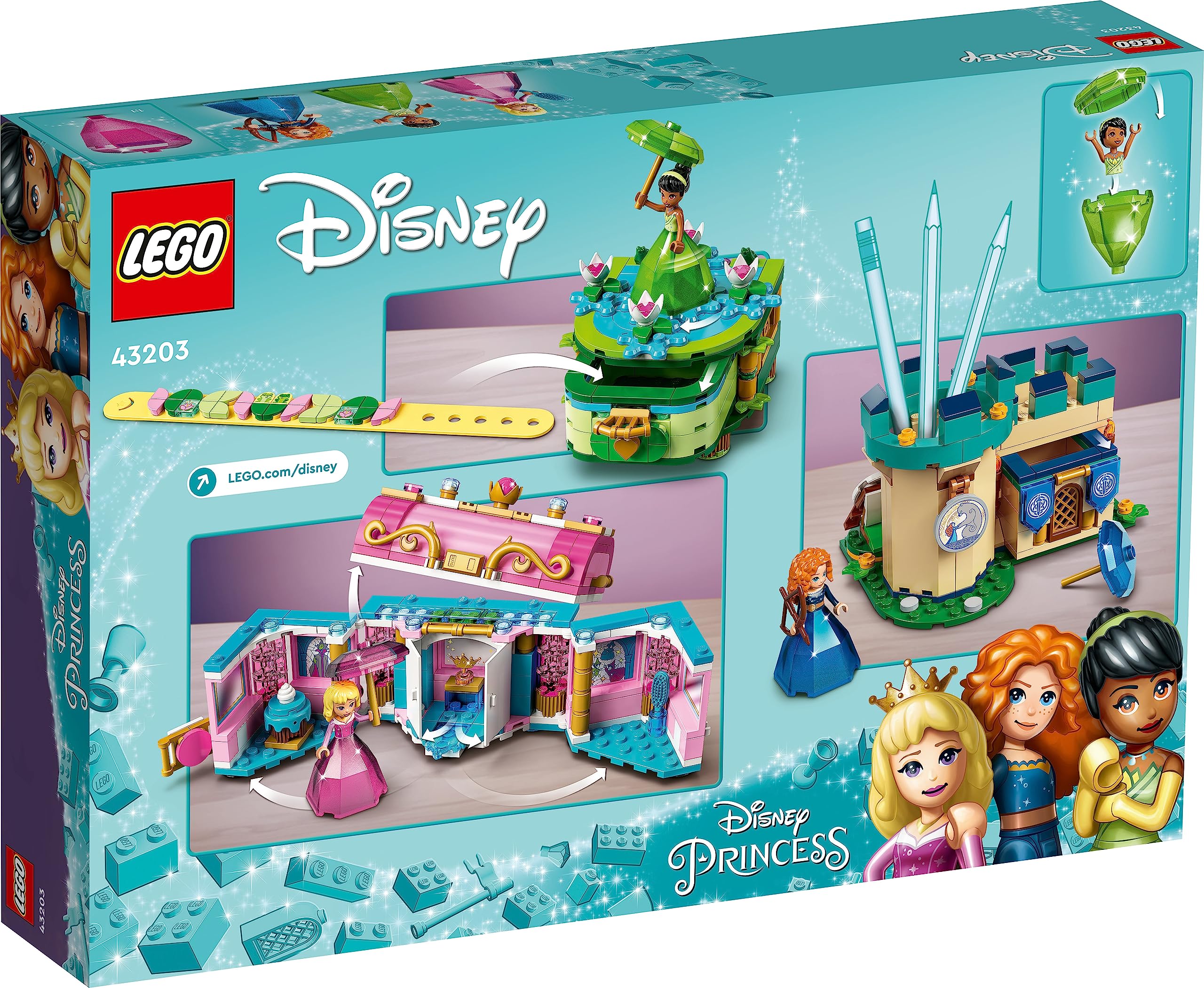 LEGO Disney Princess Enchanted Creations of Aurora, Merida & Tiana Building Set (43203) - Perfect for Kids' Birthday Gifts & Creative Playtime