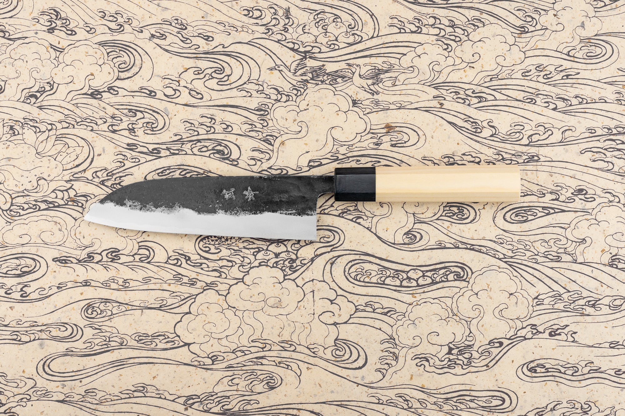 Takeo Murata Aoichi Kurouchi Wa Santoku Knife 165mm - Premium Japanese Kitchen Knife for Slicing, Dicing & Chopping Vegetables, Meat & Fish