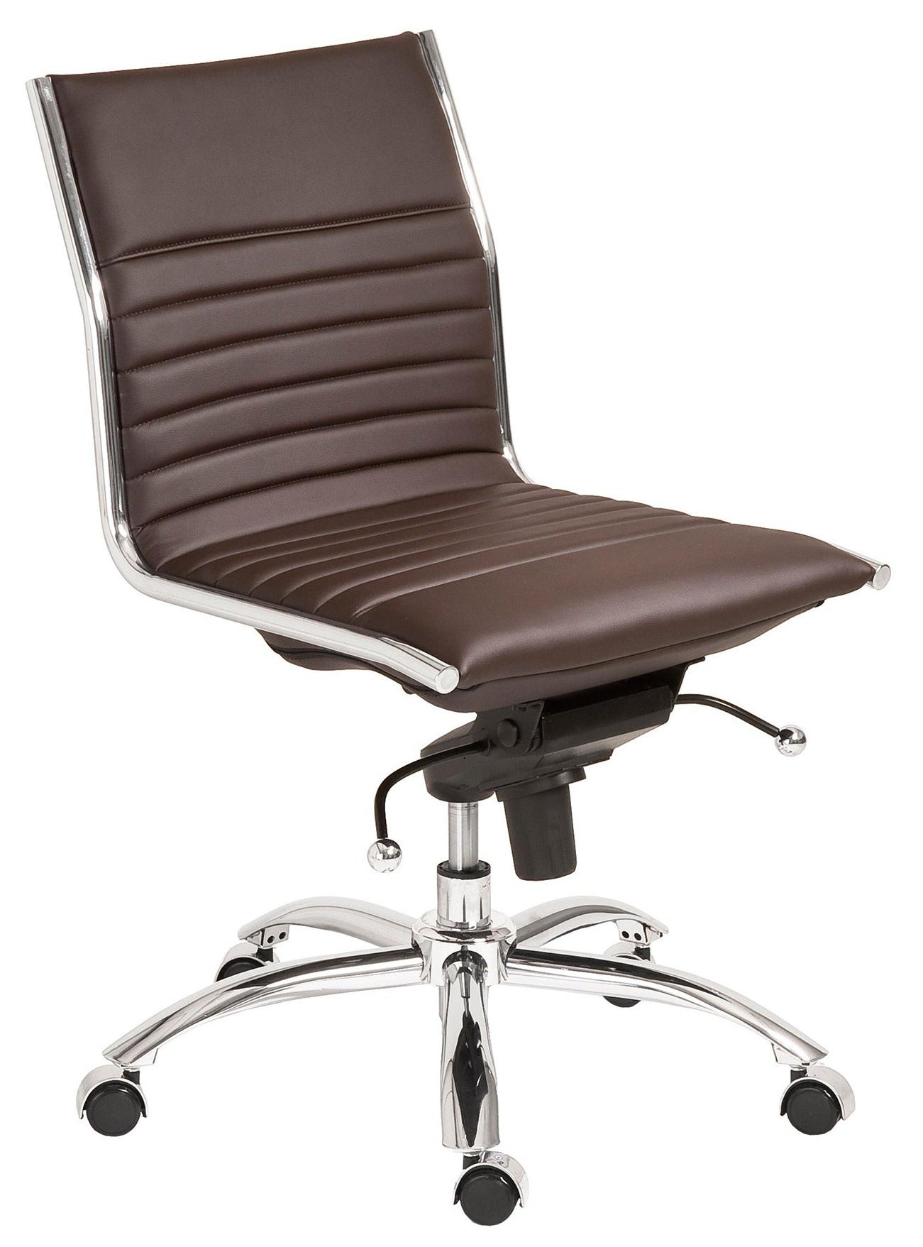 Euro Style Dirk Low Back Office Chair - Armless Ergonomic Design with Chrome Steel Base for Home, Office & Workspace Comfort