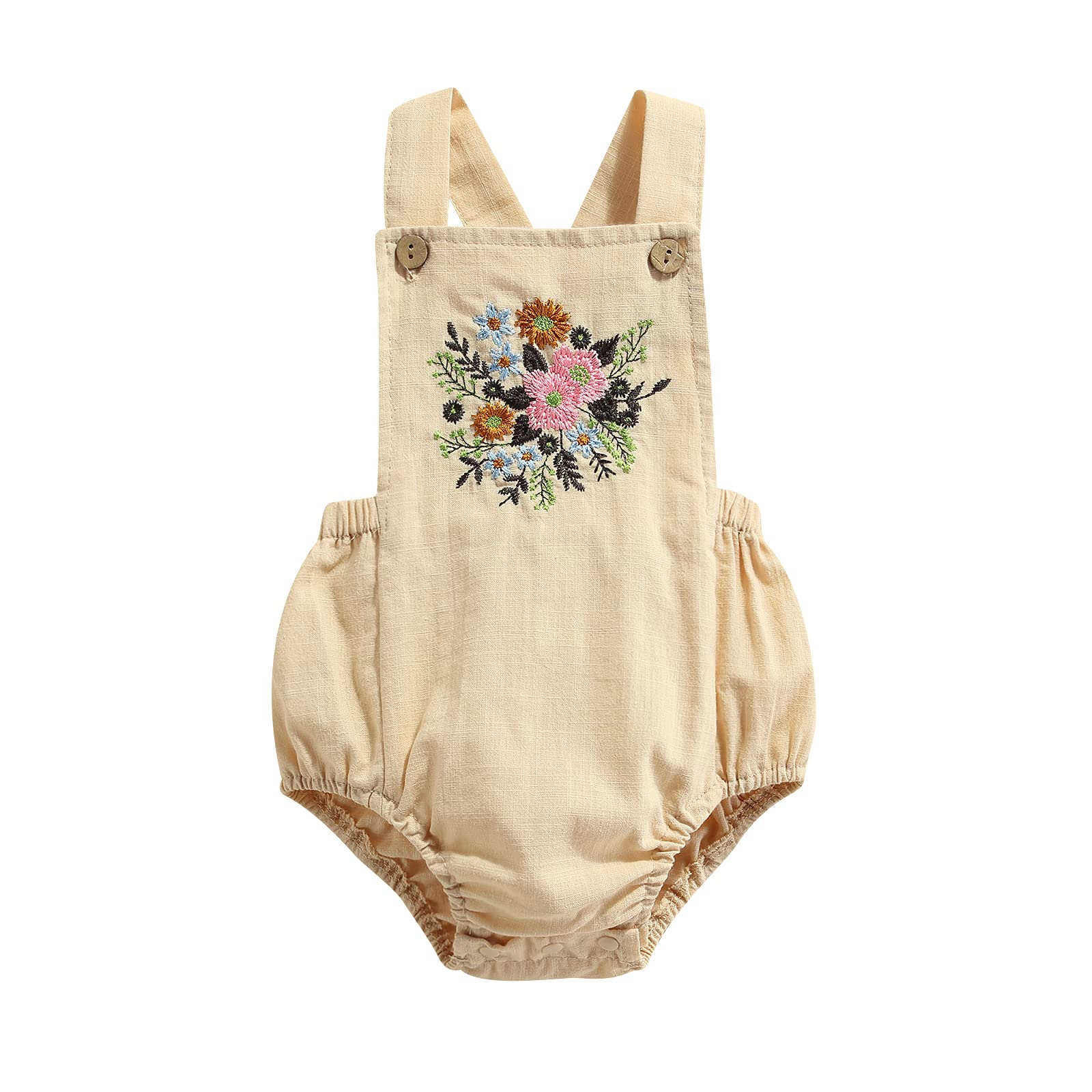 MERSARIPHY Boho Baby Girl Romper - Cotton Linen Straps Bodysuit Tops for Newborns | Summer Outfits for Girls | Perfect for Beach, Park & Family Photos