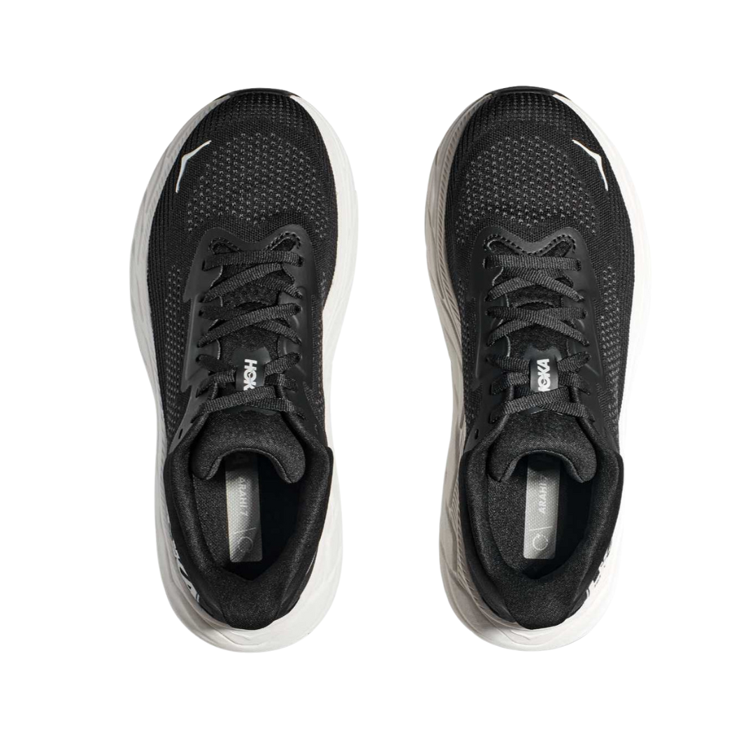 HOKA Women's Arahi 7 Running Shoes - Black/White (B Width) - Lightweight Stability Sneakers for Road Running, Jogging & Daily Workouts