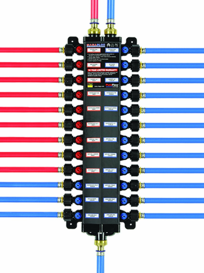 Viega 49303 PureFlow Manabloc Poly PEX Press 1/2-Inch to 30 Outlets - PEX Plumbing Manifold System for Efficient Water Distribution in Residential & Commercial Buildings
