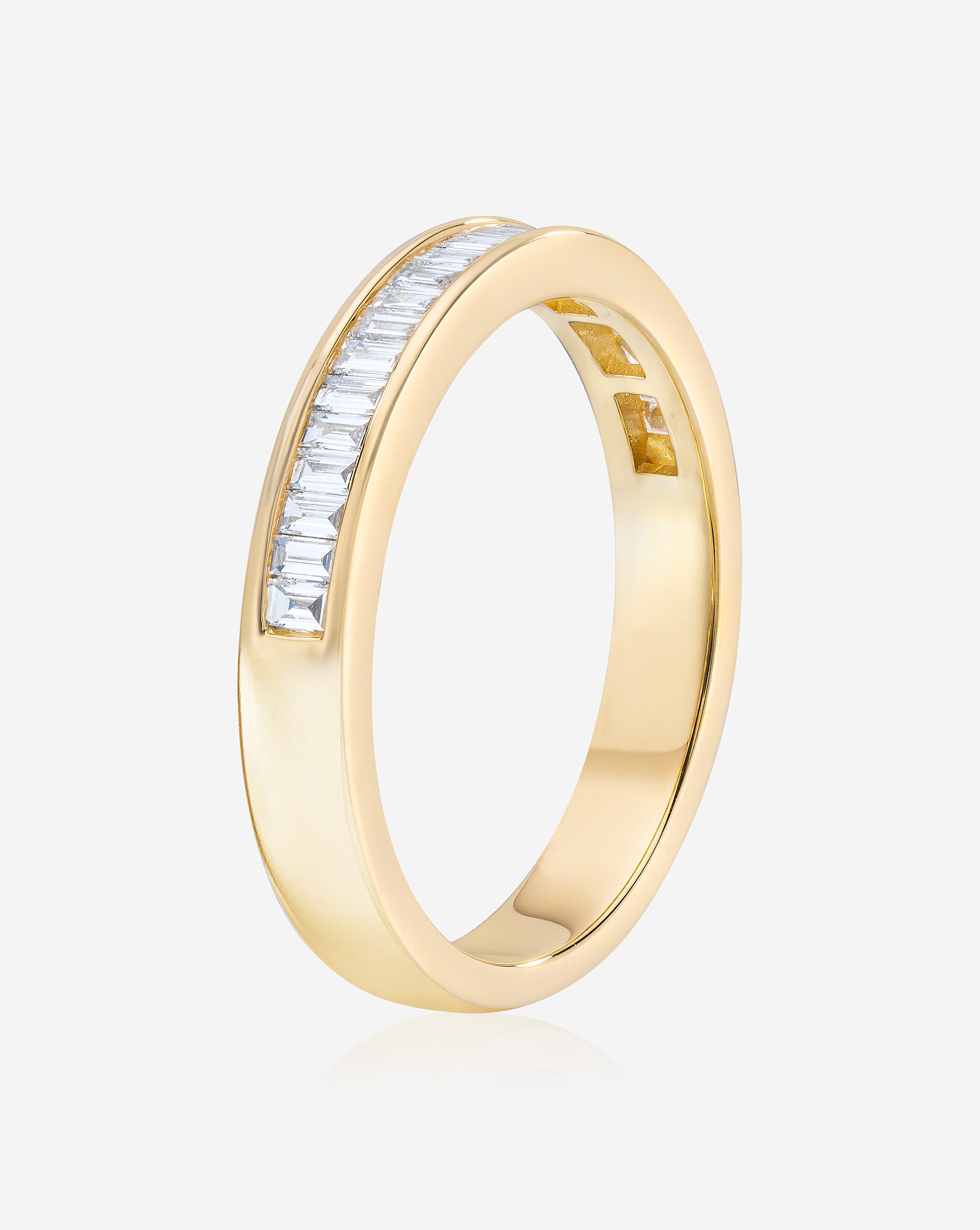 Baguette Diamond Channel Set Half Band Ring - Elegant Wedding, Engagement & Anniversary Jewelry Gift for Women