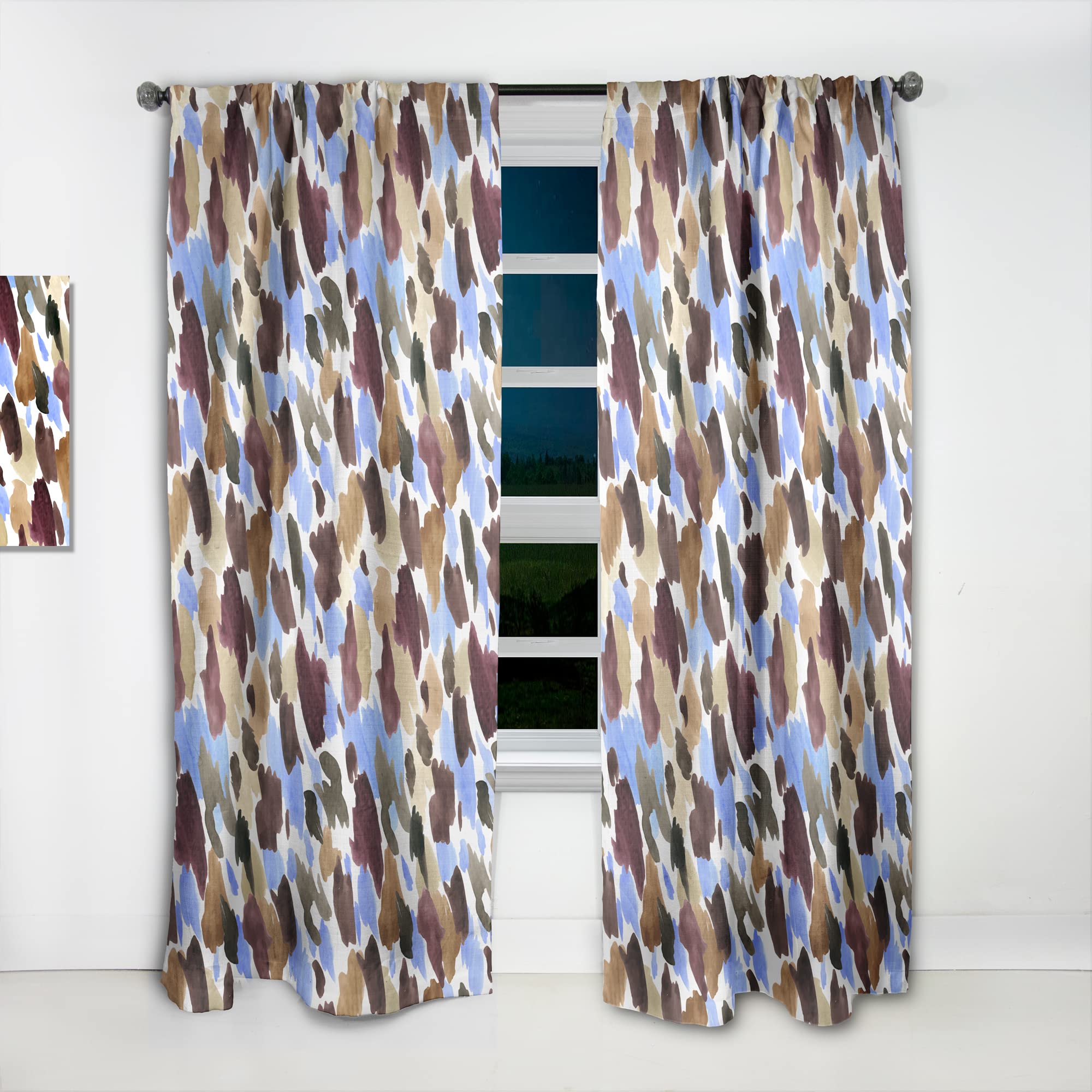 DesignQ Thermal Insulated Single Panel Curtains - Burgundy, Blue & Brown Leopard Print - 52x120 Inches - Blackout Drapes for Bedroom & Living Room (Home Decor, Window Treatment, Noise Reduction)