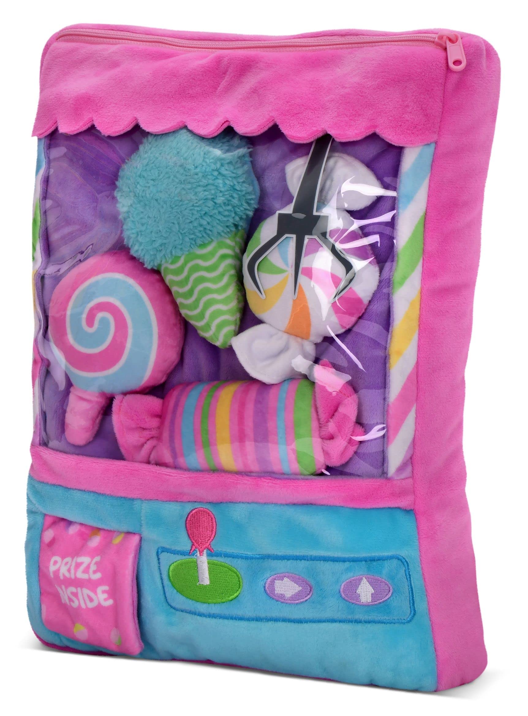 iScream Sweet Surprise Claw Machine Themed 5-Piece Fleece Play Pillow Set with Embroidered Accents - Soft Kids Bedroom Decor, Playroom Cushions for Cozy Reading Nook & Sleepovers