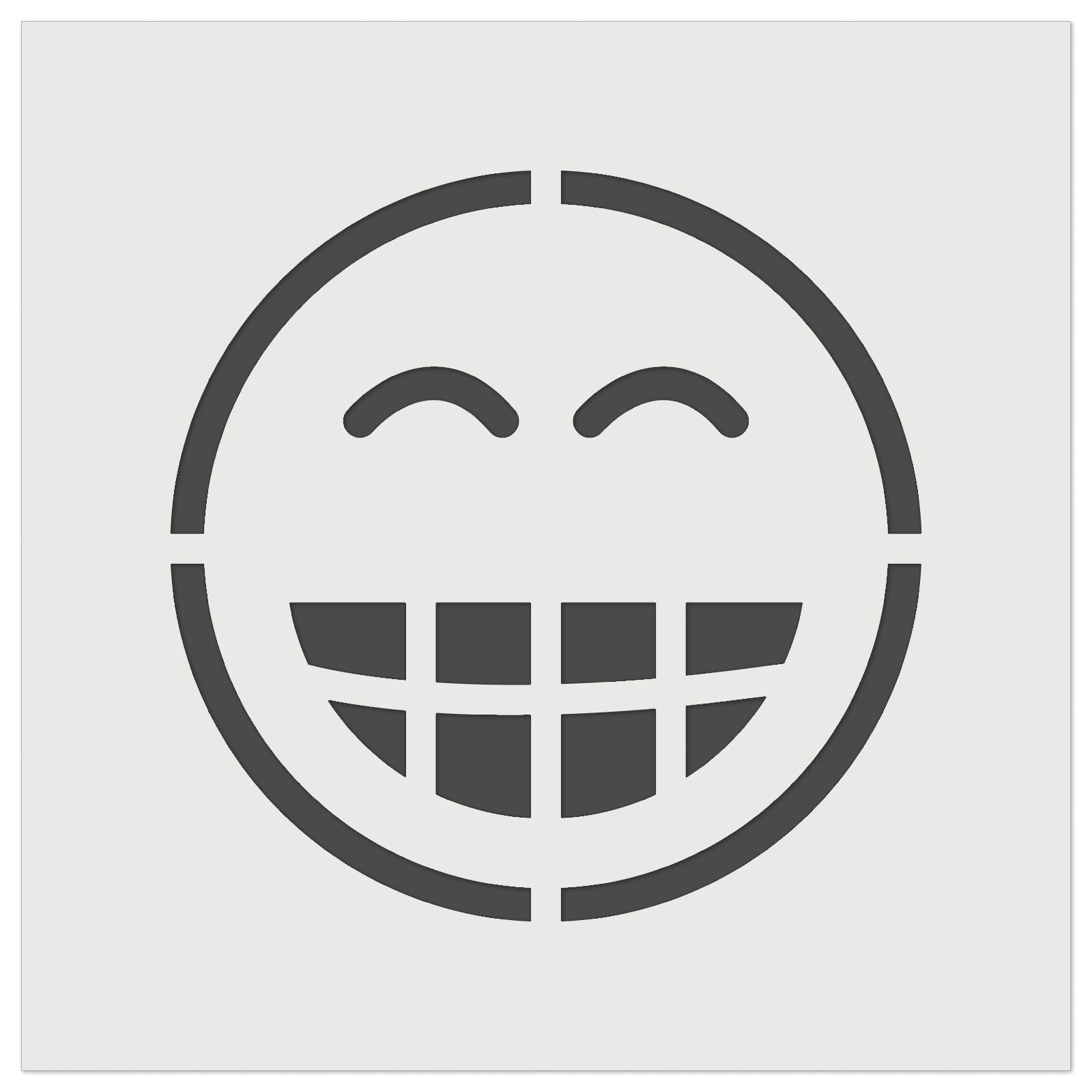 Happy Face Big Smile Teeth Grin Emoticon Wall Stencil - 4.5 Inch Reusable DIY Cookie & Craft Template for Home Decor, Baking, and Scrapbooking Projects