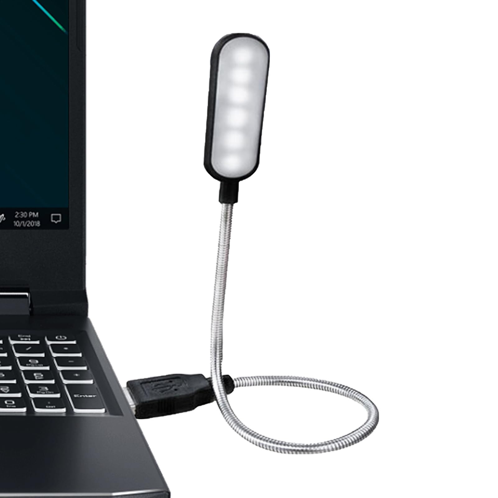 USB LED Reading Light for Laptop - Portable USB Keyboard Lamp with Adjustable Brightness | White Computer Task Light for Night Work, Study & Reading | Perfect for Office, Home & Travel Use