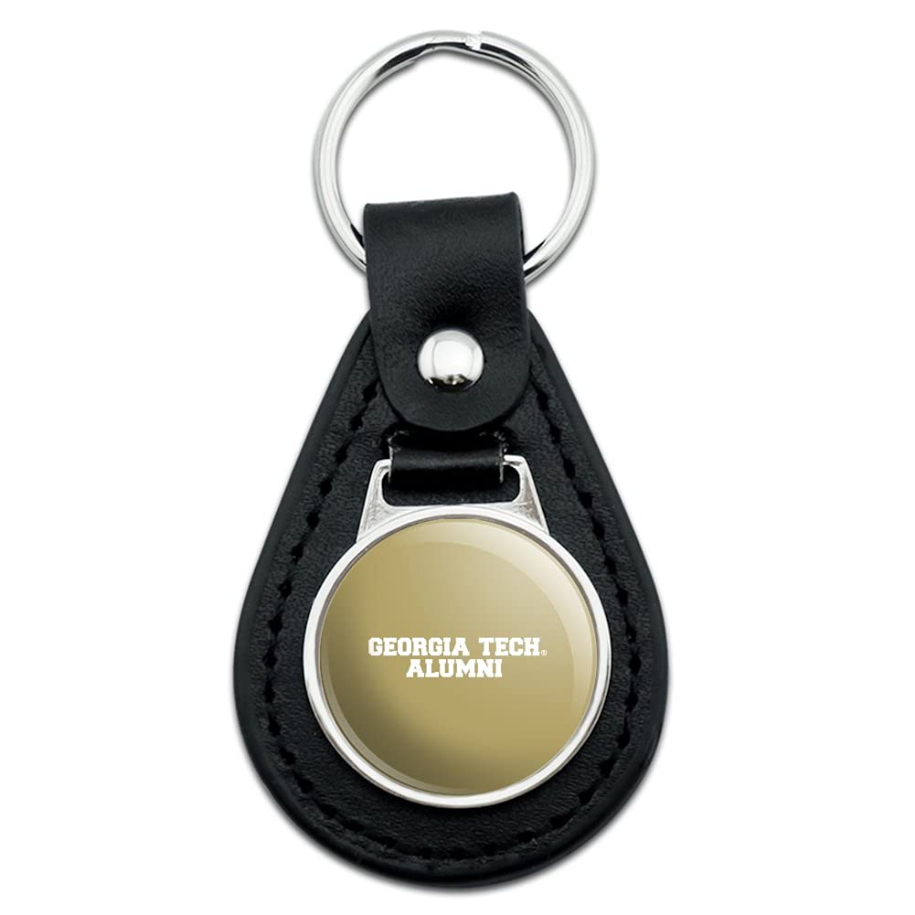 Georgia Tech Alumni Keychain - Genuine Black Leather Key Ring for Graduates & Fans - Perfect for Gifts, School Pride & Everyday Carry