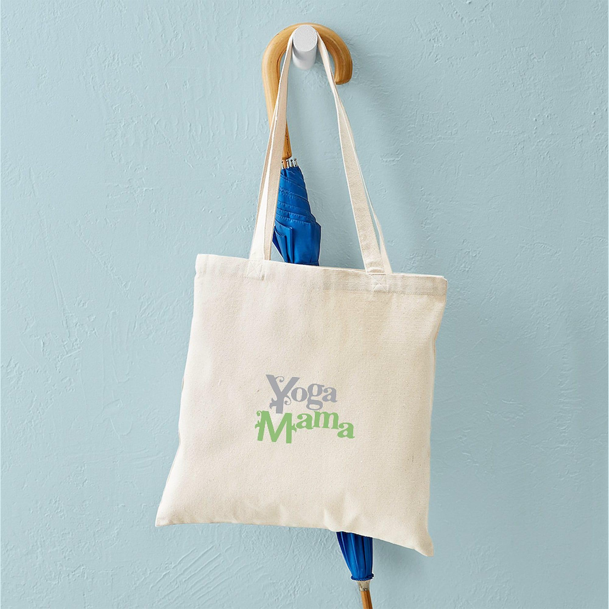 Yoga Mama Tote Bag - Natural Canvas Reusable Shopping Bag for Yoga Moms, Eco-Friendly Grocery Tote & Gym Bag - Perfect for Yoga Classes, Grocery Shopping & Beach Trips