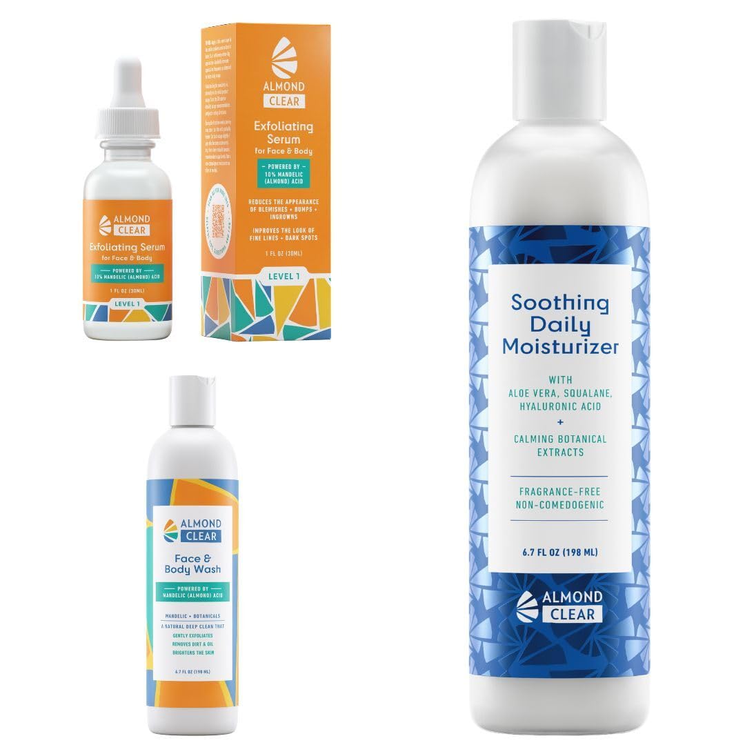 Best Skin Care Kit for Normal & Dry Skin - Anti-Acne & Folliculitis Treatment with Face Wash, Body Wash, Acne Serum & Moisturizer | Daily Hydration for Sensitive Skin & Body Care Routine