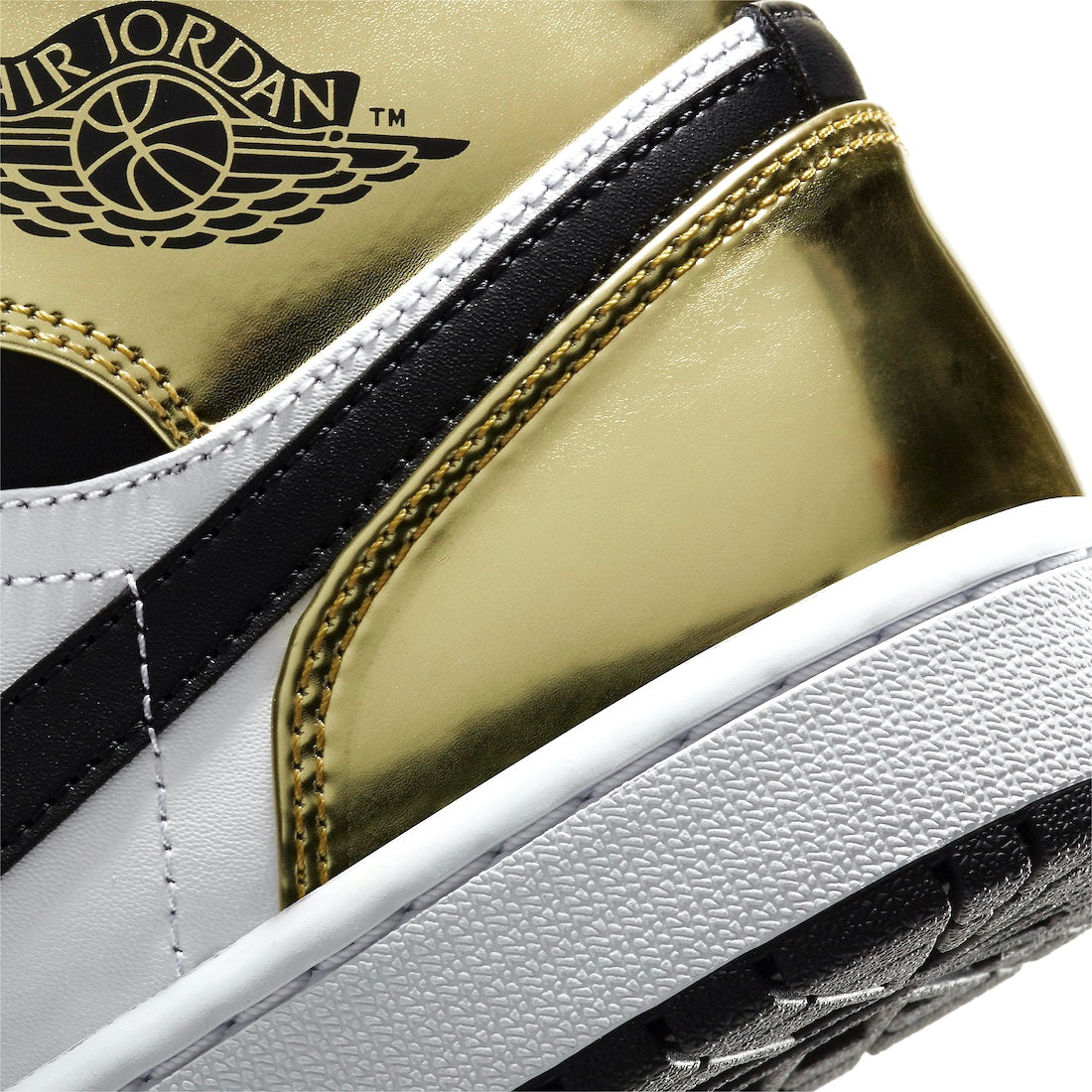 Air Jordan 1 Mid Sneakers - White Metallic Gold Black Basketball Shoes for Men | Perfect for Streetwear, Casual Outfits & Sports Performance