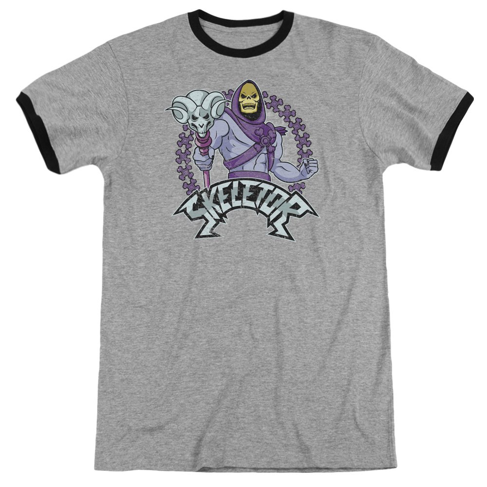 Masters of The Universe Skeletor Unisex Ringer T-Shirt for Men & Women | 80s Retro Cartoon Graphic Tee | Casual Wear & Cosplay Costume