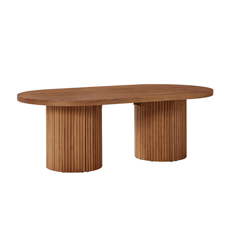 Laurenzo Adjustable Solid Wood Oval Coffee Table with Convertible Nesting Design - Modern Living Room Furniture for Small Spaces & Home Decor
