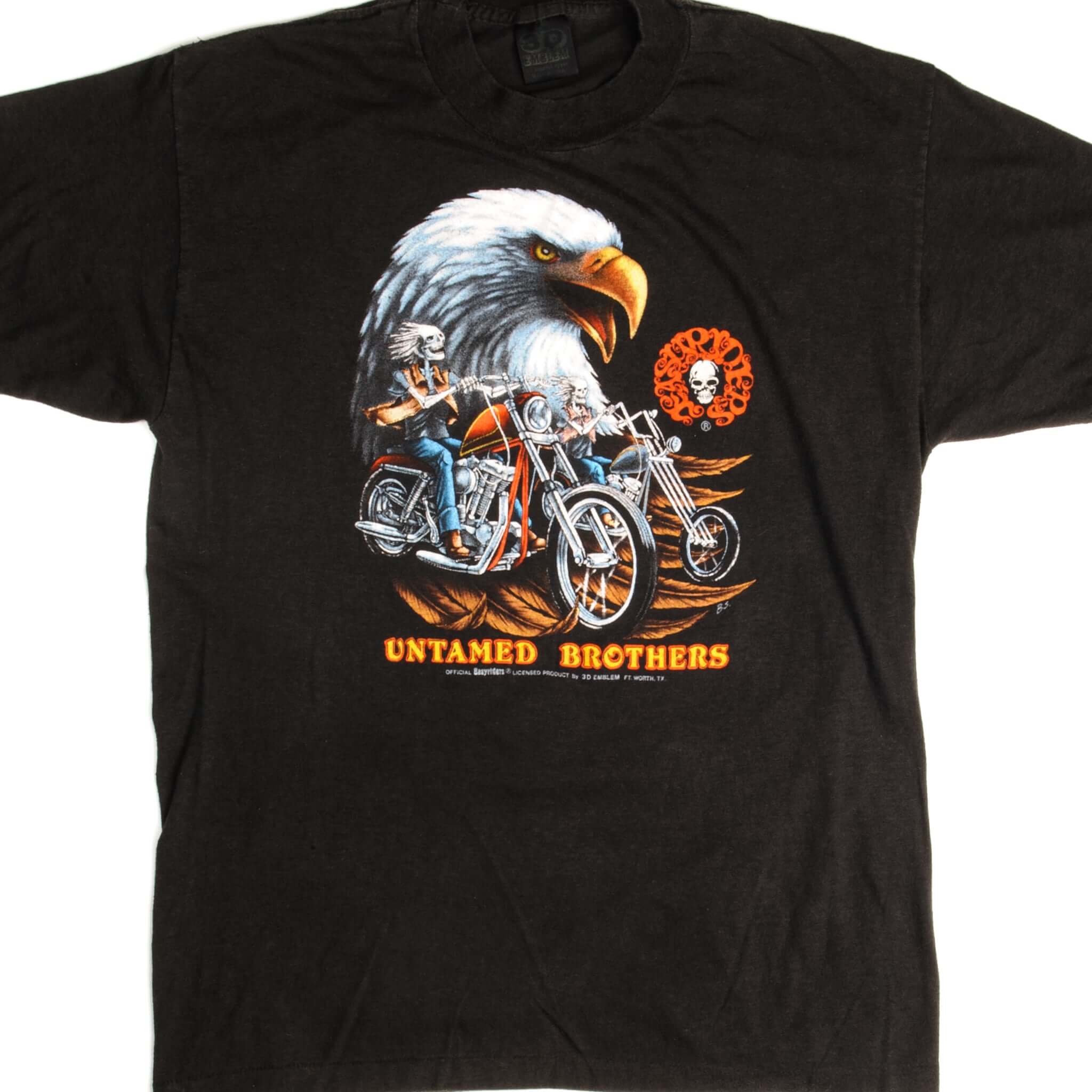 Vintage 3D Emblem Easyriders T-Shirt - Small Size - 100% Cotton - Made in USA - Retro Biker Style Tee for Motorcycle Riders & Vintage Fashion Lovers