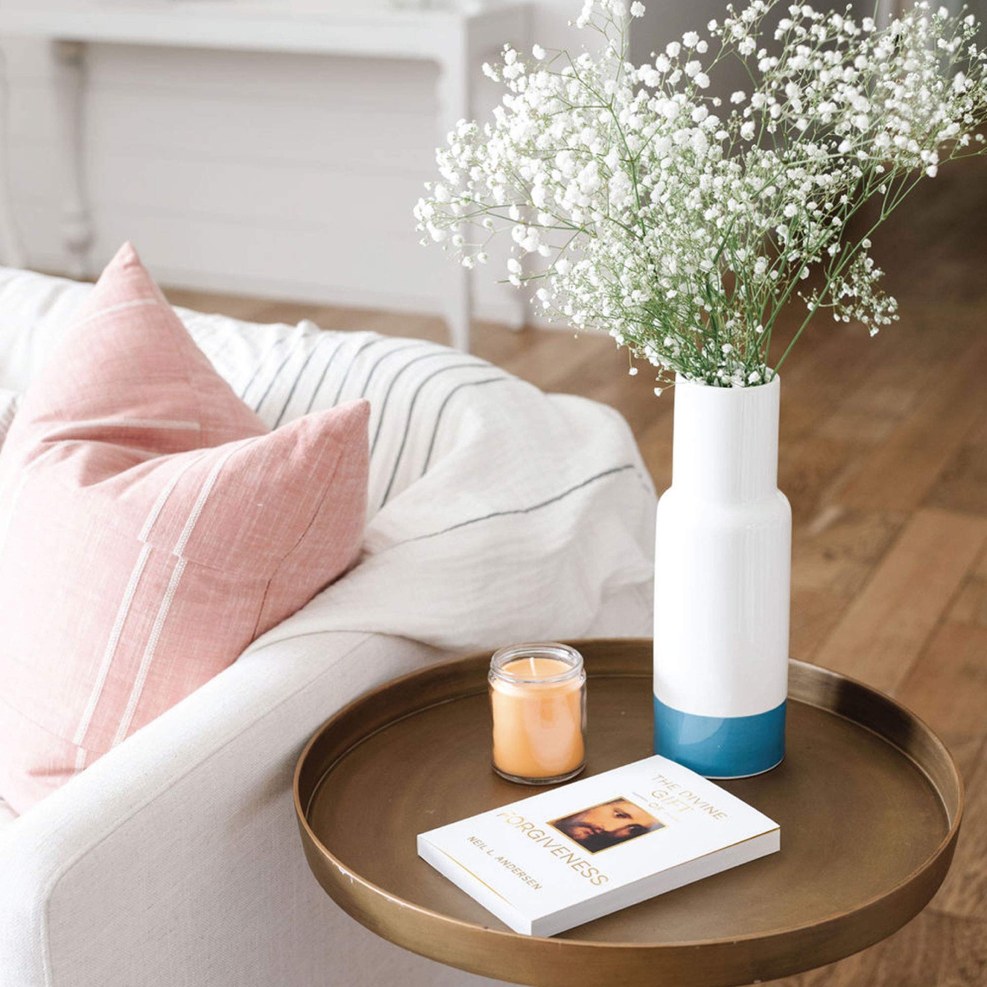 Large Blue Ceramic Vase for Farmhouse Decor - Handcrafted Rustic Flower Vase for Table Centerpiece, Shelf Display & Home Accents - Perfect for Living Room, Dining Table & Wedding Decor