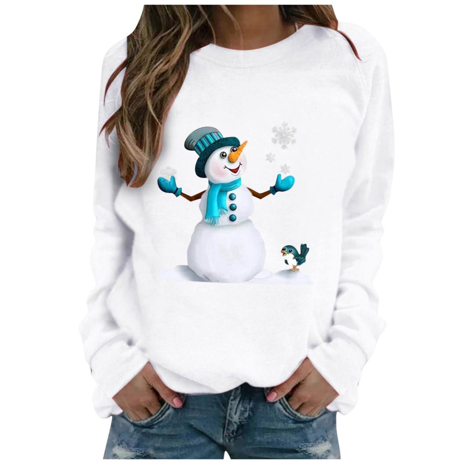 Women's Christmas Hoodies - Cozy Crewneck Long Sleeve Pullover Sweater for Fall & Winter | Casual Comfort Wear for Holiday Parties & Family Gatherings