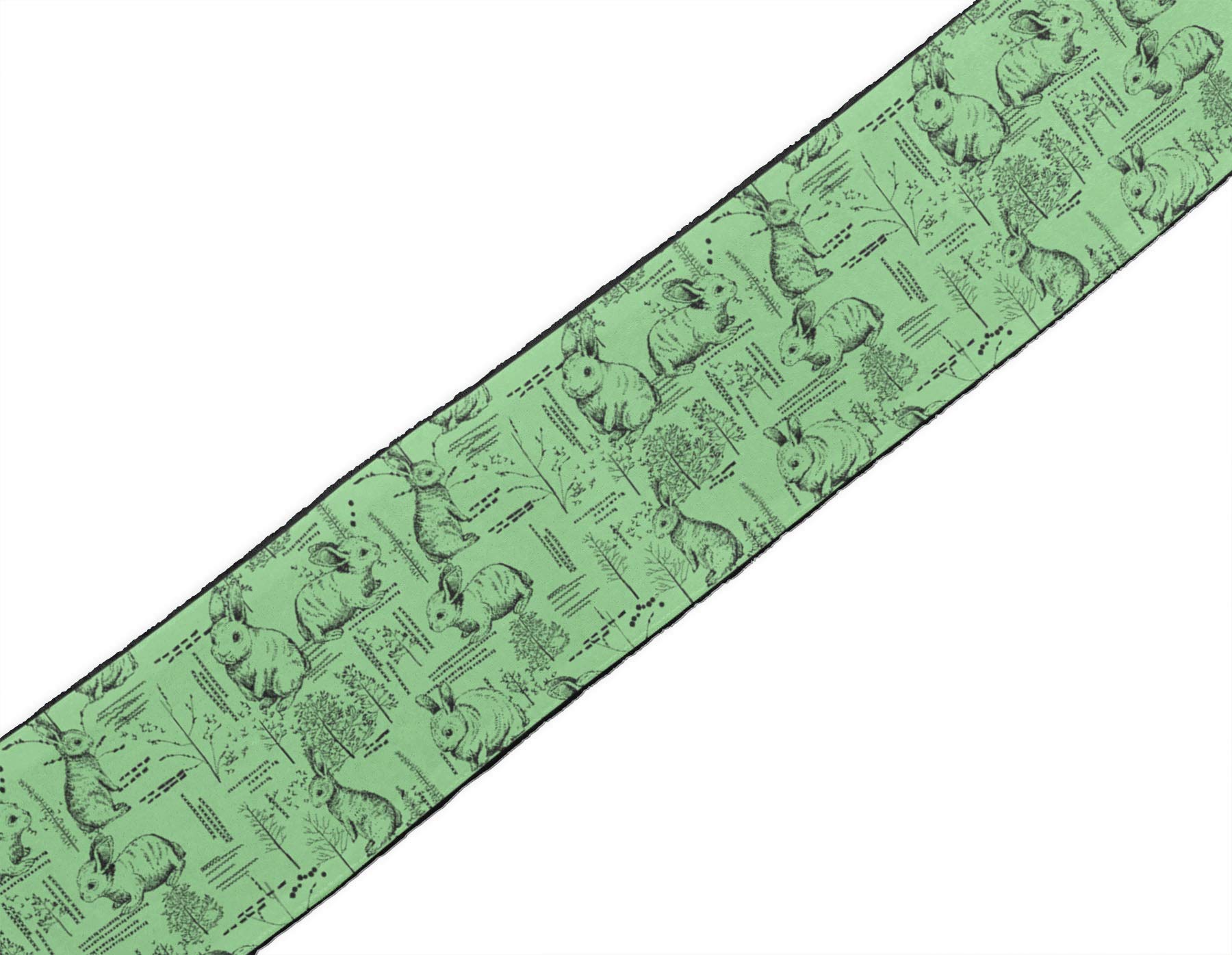 Green Leaves & Rabbit Animal Printed Dupion Fabric Ribbon Trim - 9 Yards, 4 Inches Wide for Crafts, Sewing, DIY Accessories | Perfect for Dressmaking, Home Decor, Gift Wrapping & Scrapbooking