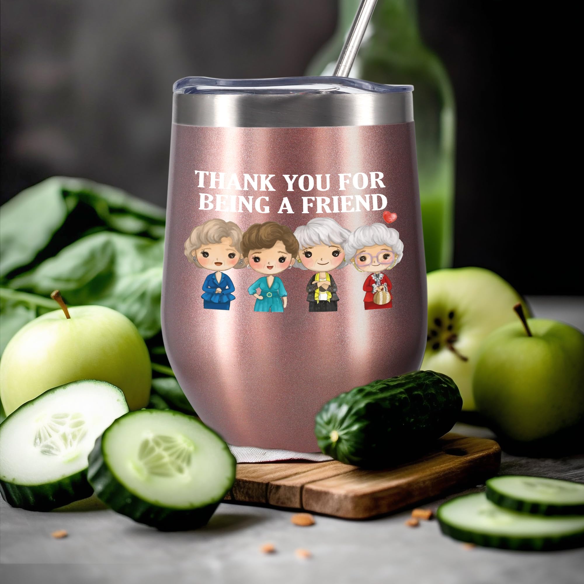 Thank You for Being a Friend Gifts for Best Friend - 12oz Wine Tumbler Coffee Cup for Women - Perfect for Birthdays, Anniversaries, and Everyday Use