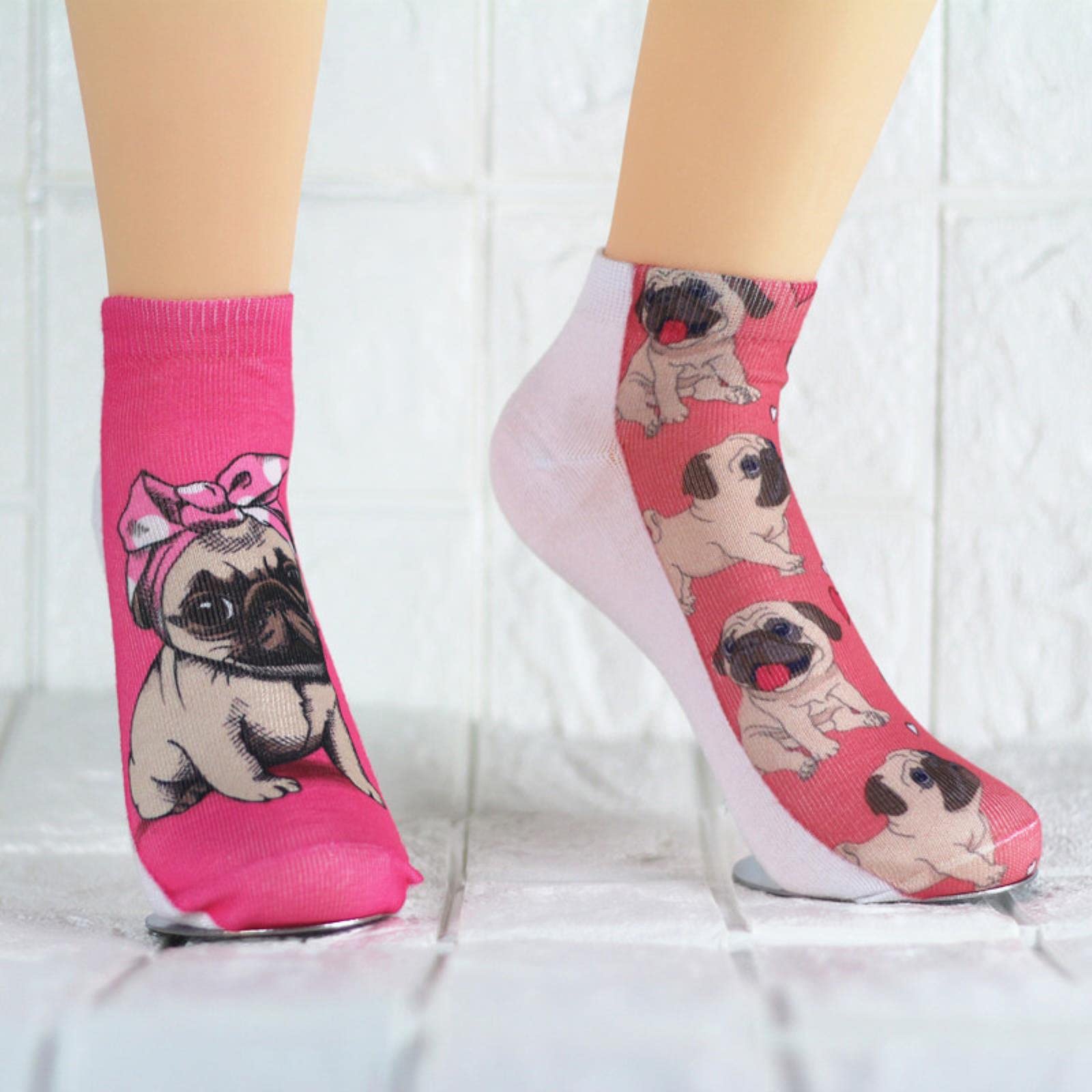 Funny 3D Printed Cat & Pug Socks for Women & Men - Fashionable Low Ankle Unisex Socks - Perfect for Cosplay, Gifts, and Everyday Wear