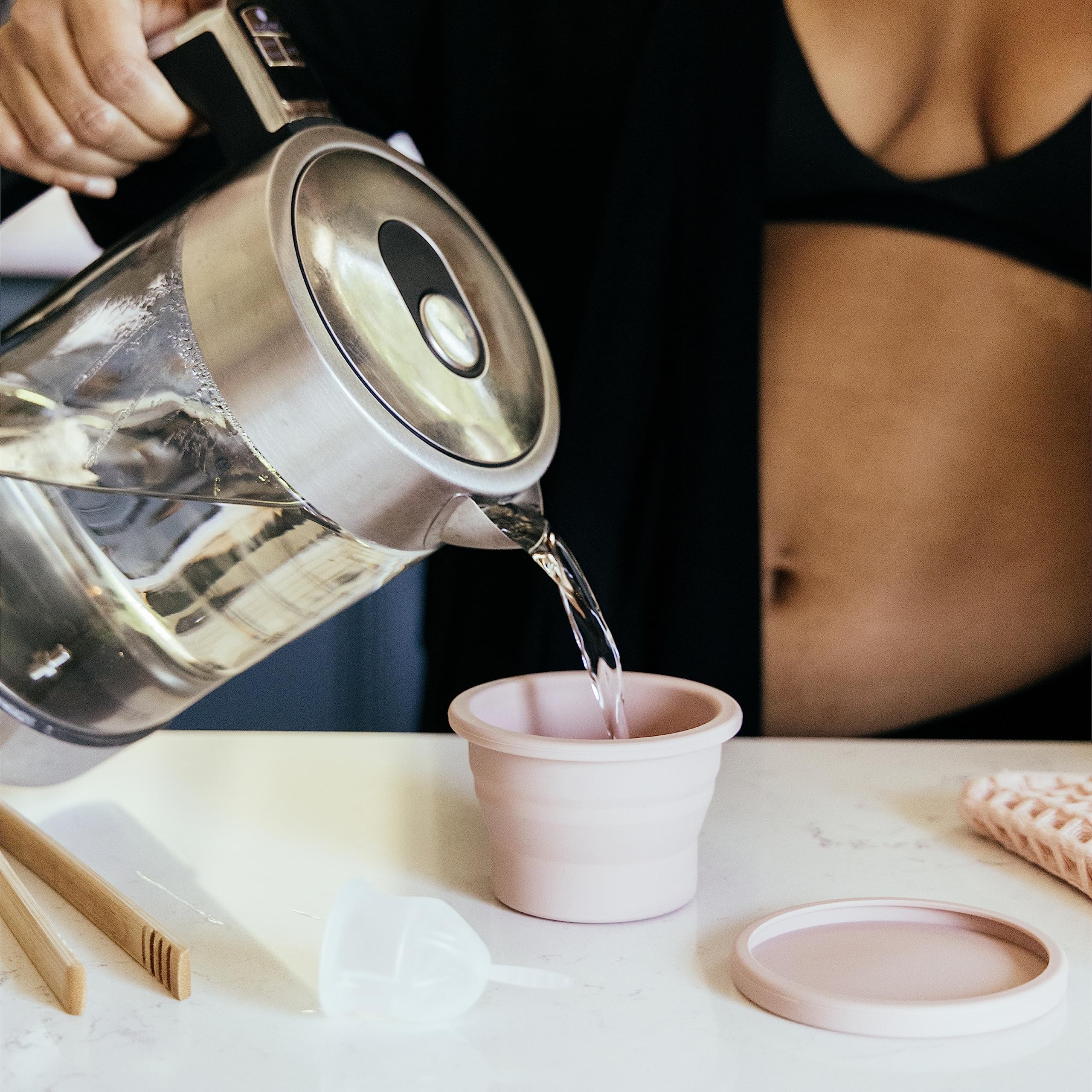 VOXAPOD Microwave-Safe Menstrual Cup Sterilizer - Collapsible Silicone Cleaner for Travel, Camping & Public Bathrooms | Foldable Sanitizing Container to Wash, Boil & Store Period Cups & Discs | Perfect for On-the-Go Hygiene & Discreet Cleaning