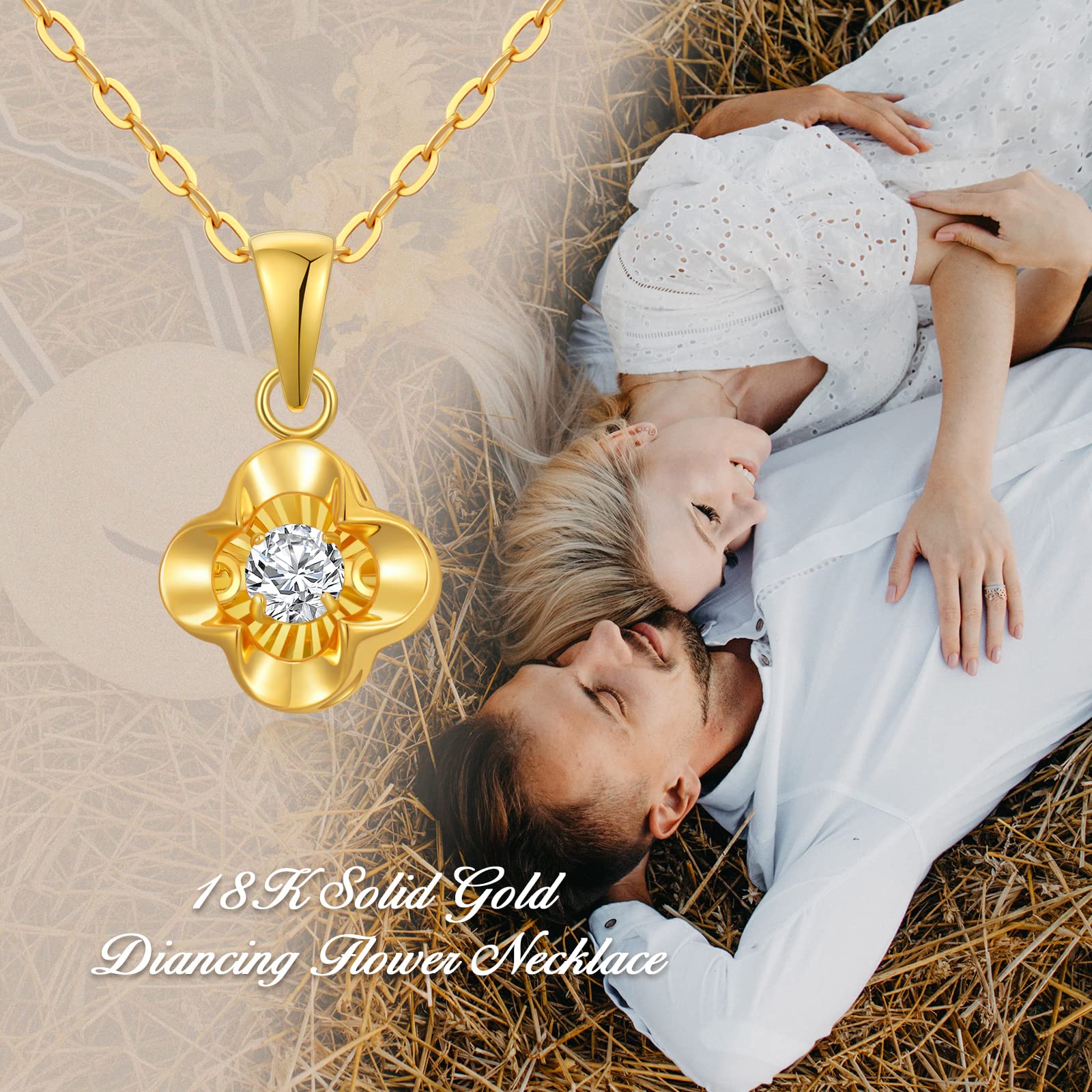 18K Solid Gold Necklace for Women - Real Gold Pendant Jewelry Gift for Wife, Girlfriend, Anniversary, Birthday, Valentine's Day | 18