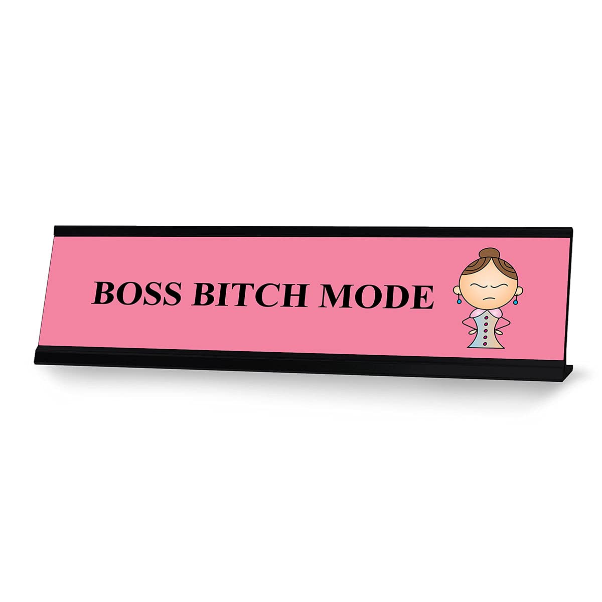 Boss Bitch Mode Stick Figure Desk Sign - 2x8 Inch Motivational Office Nameplate for Women - Perfect Desk Decor for Office, Home Workspace & Coworker Gifts