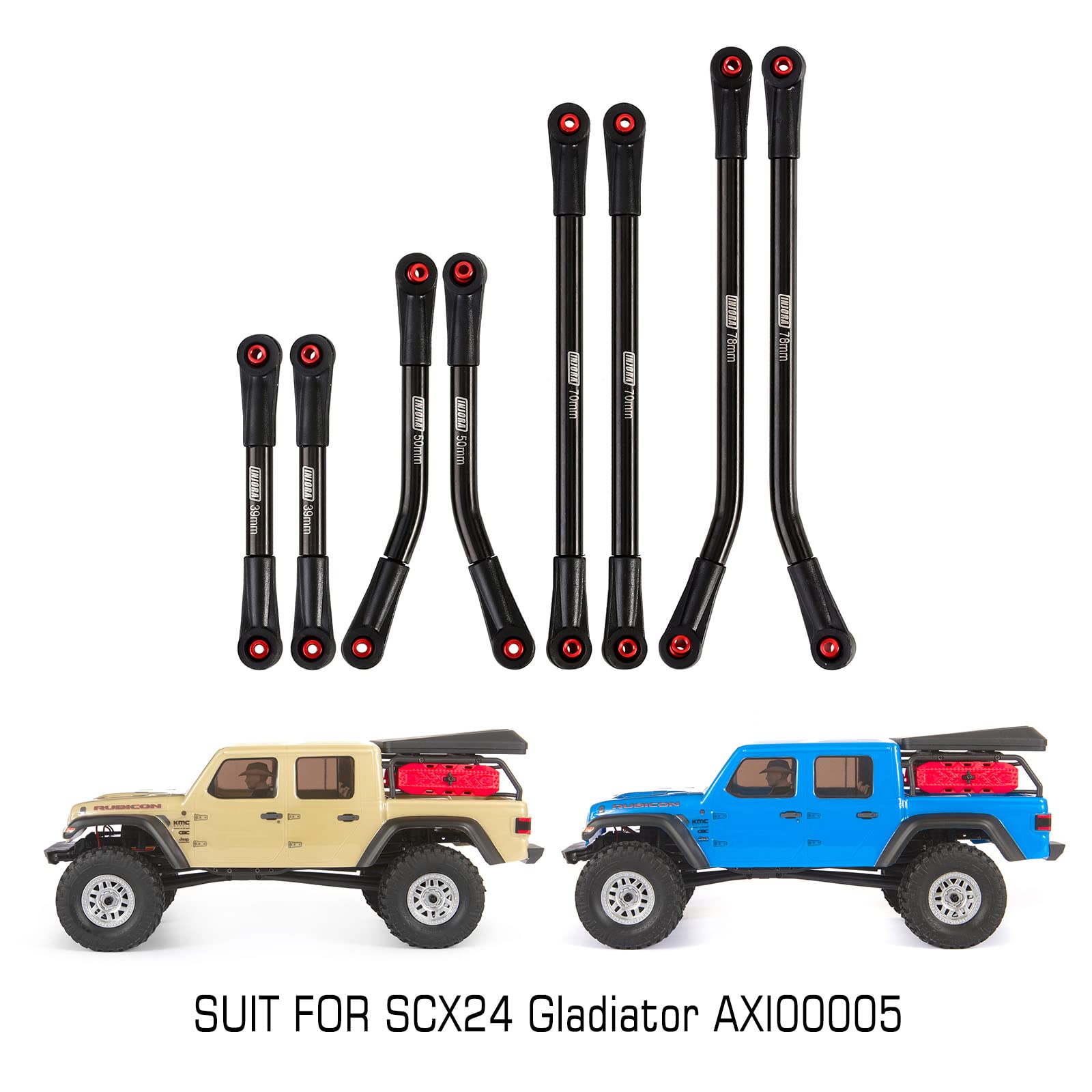 INJORA High Clearance 4-Link Suspension Kit - Stainless Steel Upgrade Parts for Axial SCX24 Gladiator & Dodge Power Wagon 1/24 RC Crawler (Black) | Off-Road Performance & Trail Crawling Accessories