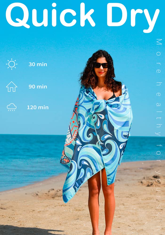 Quick Dry Microfiber Beach Towel 2 Pack - Sand Free, Lightweight for Swimming, Camping & Travel