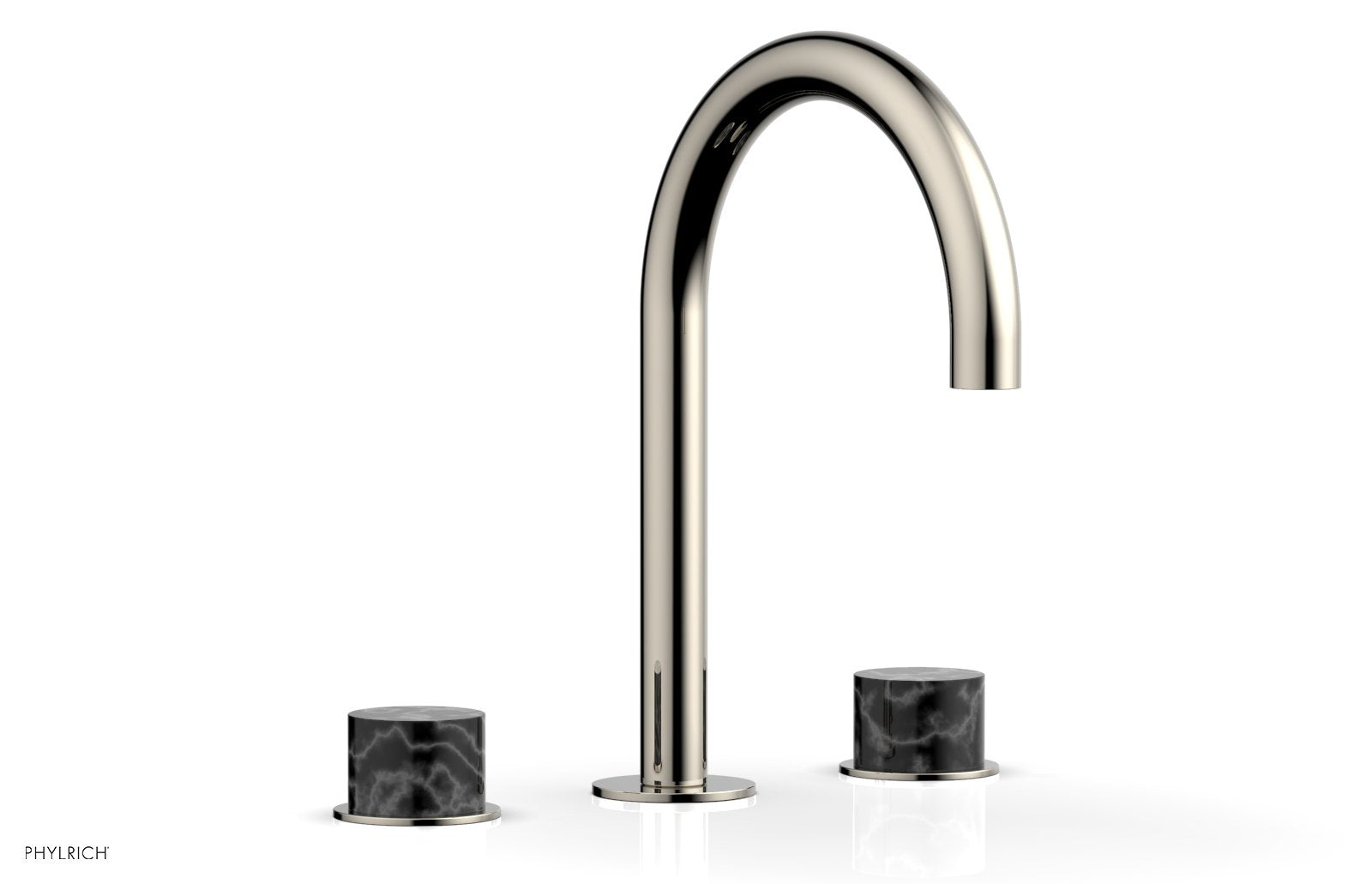 Premium BASIC II Widespread Bathroom Faucet with Black Marble Handles - 8 Inch Centerset, Matte Black Finish for Modern Vanities - Perfect for Guest Bathrooms & Powder Rooms