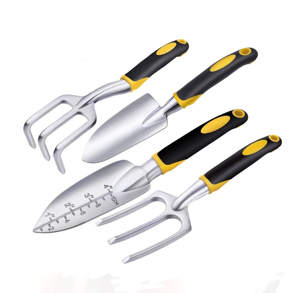 Premium 4-Piece Heavy Duty Garden Tools Set - Cast Aluminum with Non-Slip Rubberized Handle - Durable Gardening Hand Tools for Men & Women - Perfect for Planting, Weeding & Landscaping