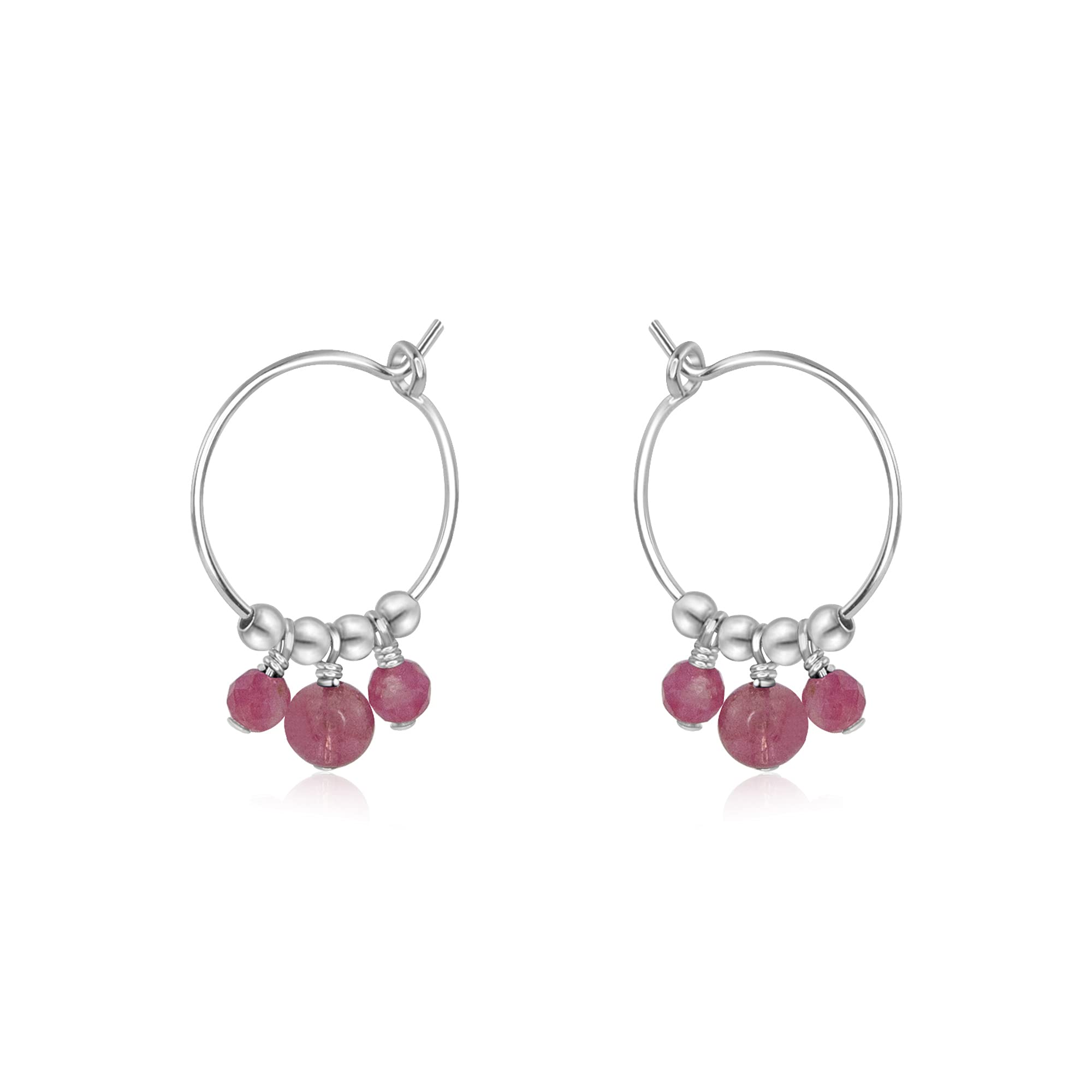 Sterling Silver Pink Tourmaline Hoop Earrings for Women - Elegant Dangle Earrings for Party, Wedding & Everyday Wear