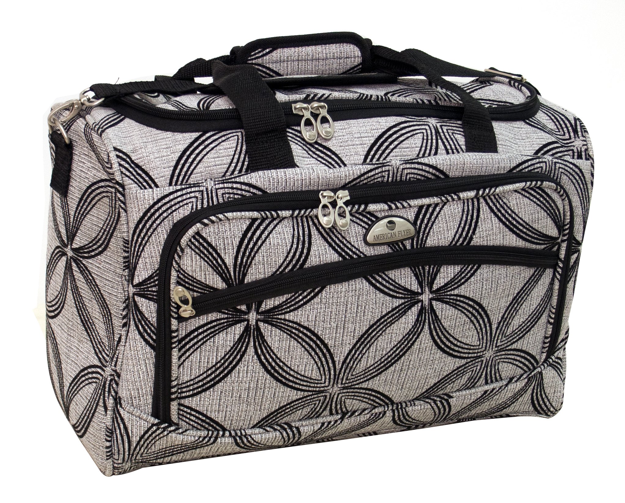 American Flyer Luggage Silver Clover 5-Piece Spinner Set - Black & Gray (One Size) | Durable Expandable Suitcase for Travel, Business Trips & Family Vacations