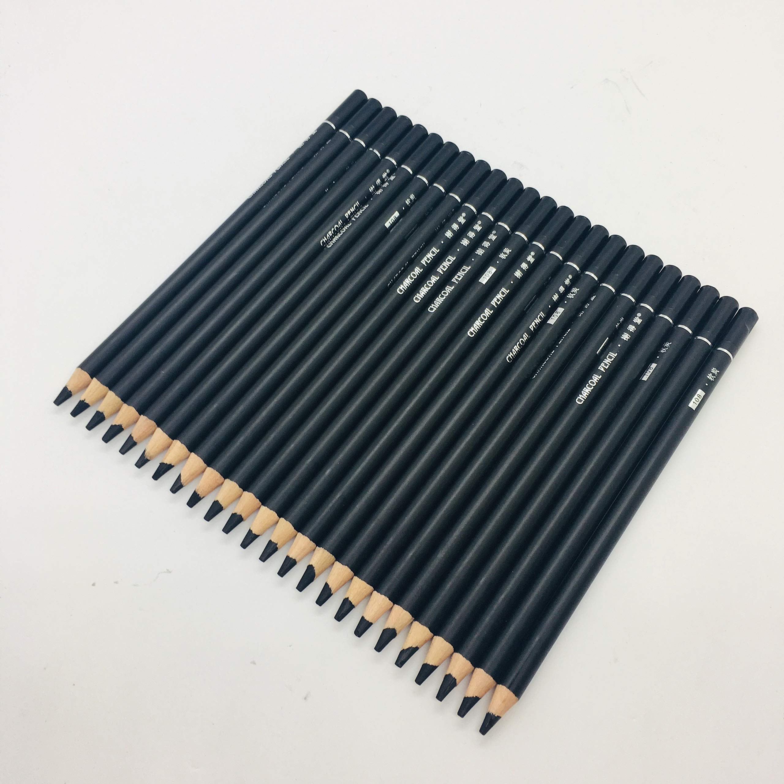 24-Piece Drawing Charcoal Pencils Set for Sketching & Shading - Perfect for Artists & Beginners