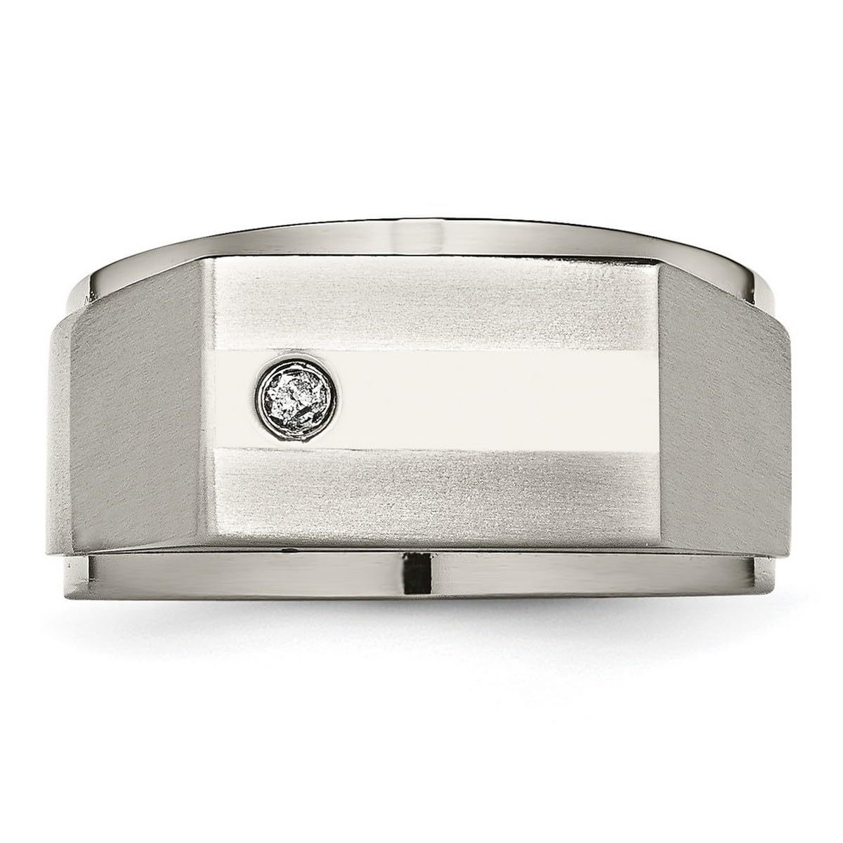 Engravable Titanium Diamond Ring for Women - Size 12.5, Polished & Satin Finish - Perfect for Weddings, Anniversaries & Special Occasions