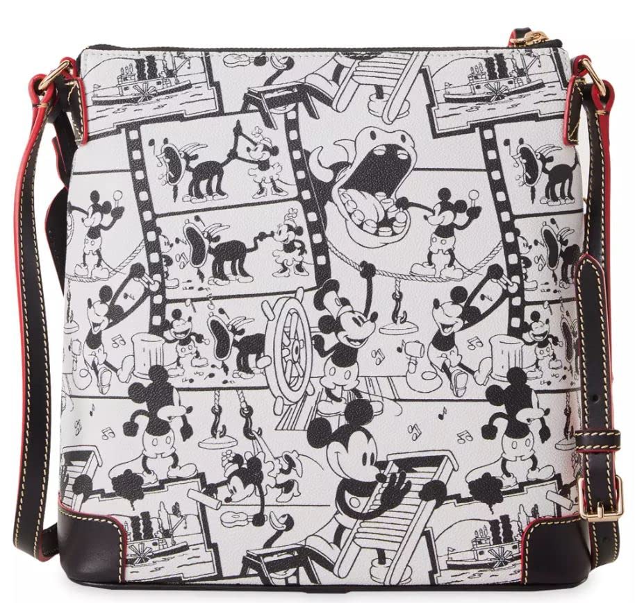Disney Parks Mickey Mouse Steamboat Willie Dooney & Bourke Crossbody Bag - Black | Official Disney Merchandise for Theme Park Fans & Collectors | Perfect for Disney Trips, Cosplay & Everyday Use