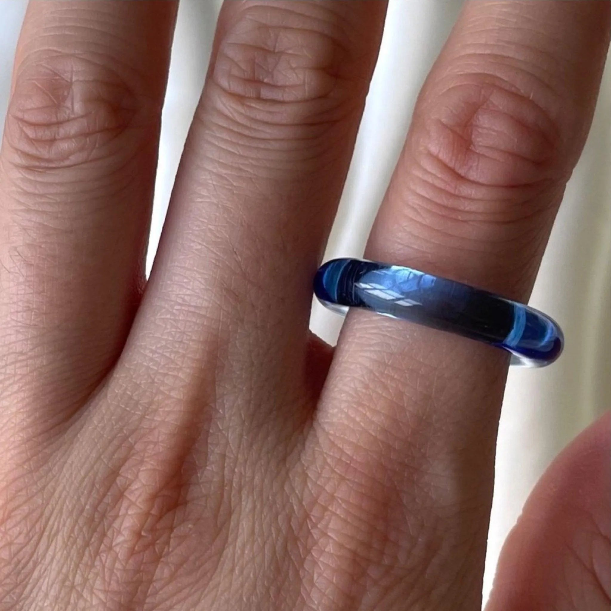 Elegant Thin Blue Dream Ring - Dainty Minimalist Stackable Band for Women - Perfect for Everyday Wear, Gift Giving & Special Occasions