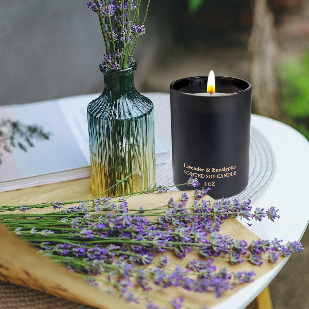 Kelly's Custom Lavender Eucalyptus Scented Soy Candle - 8oz Aromatherapy Candle Gift for Women, Friends, Birthday & Christmas - 45 Hours Burn Time - Perfect for Relaxation, Spa Nights & Home Decor