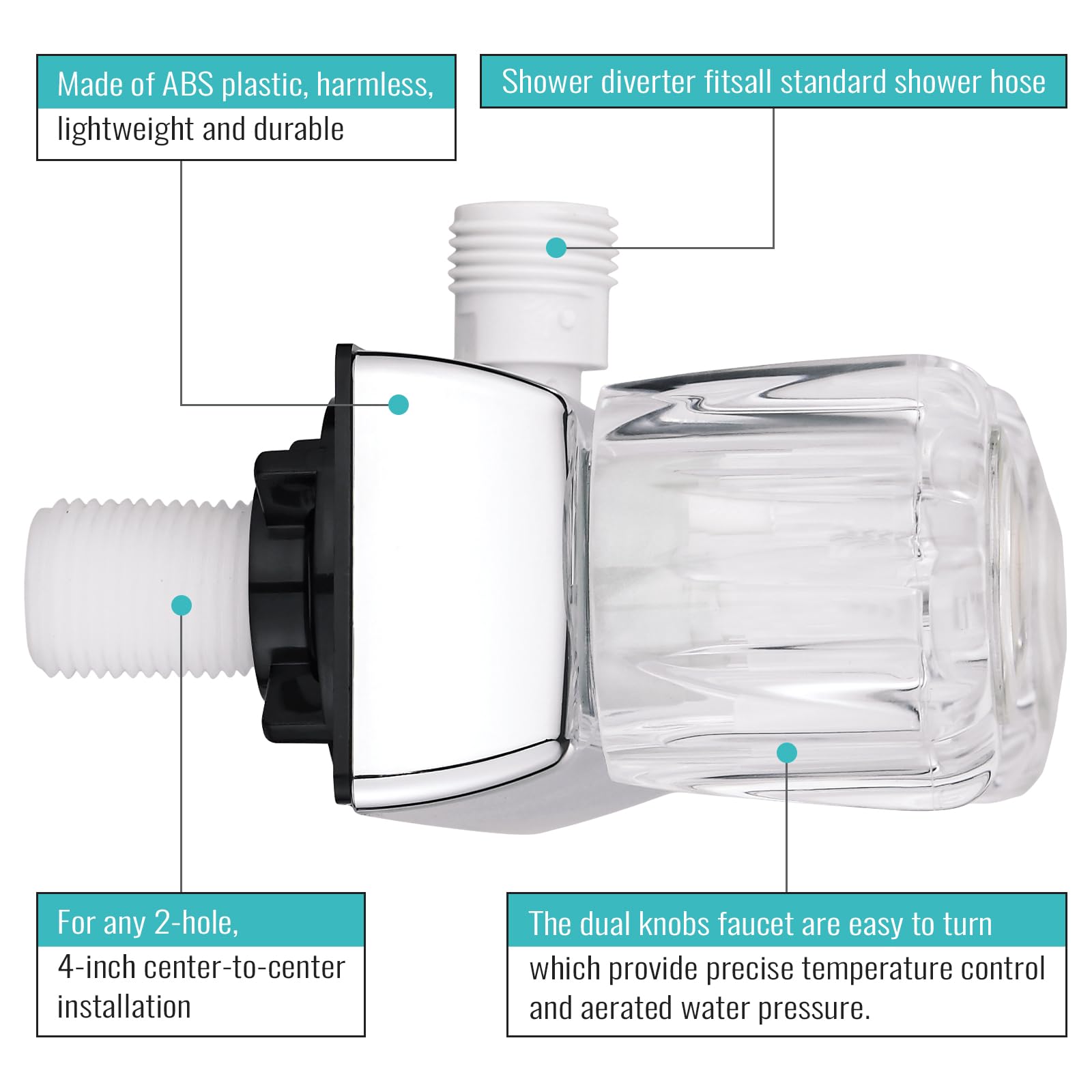 RV Shower Faucet Replacement - RV Camper Shower Mixing Valve with Diverter for Motorhome, Travel Trailer & Van - Perfect for Upgrading Bathroom Plumbing in Mobile Homes & RVs