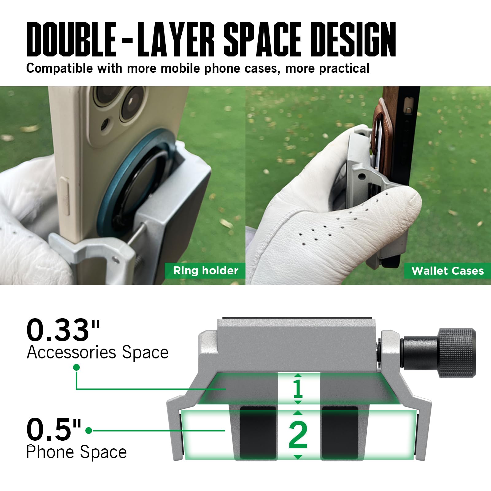 Dprofy Strong Magnetic Golf Cart Phone Holder - Universal Smartphone Mount for iPhone, Samsung & More - Compatible with Thick Cases & Ring Holders (Grey) | Perfect for Golfing, Driving & Outdoor Activities