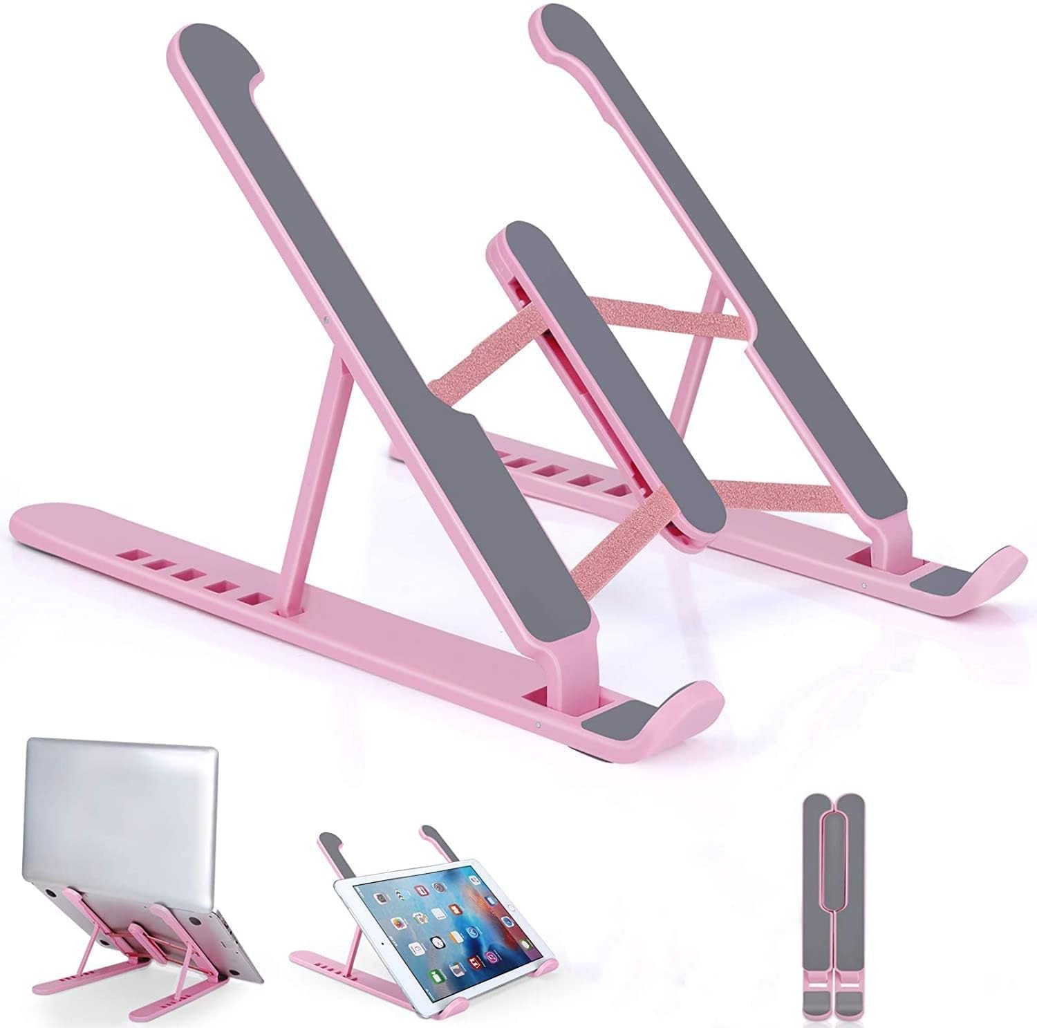 Adjustable Portable Laptop Stand for Desk - Ergonomic Notebook Riser Holder with Stable Mount, Perfect for Home Office, Gaming, and Travel Use