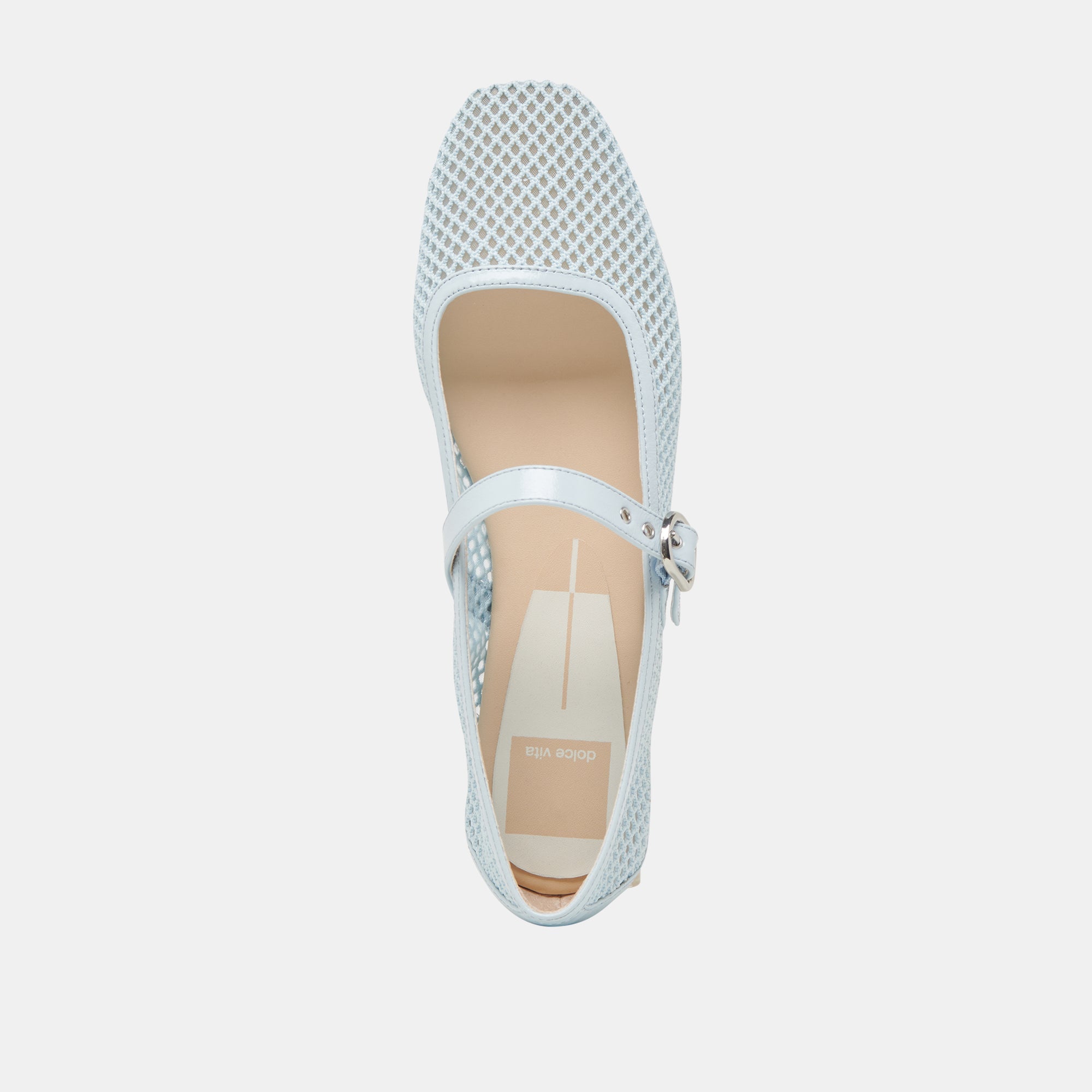 RODNI Women's Light Blue Mesh Ballet Flats - Breathable Comfortable Slip-On Shoes for Casual Wear, Work & Travel
