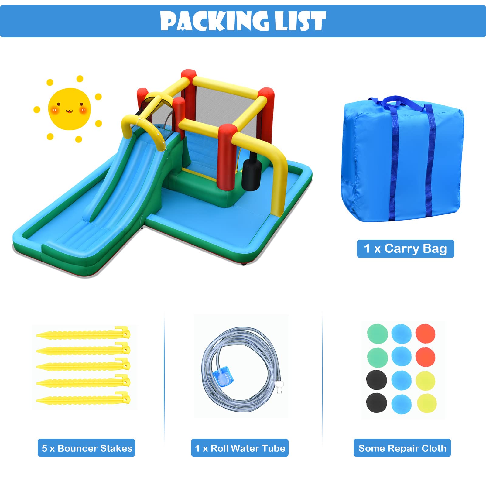 **HONEY JOY 6-in-1 Inflatable Water Slide & Bounce House with Splash Pool & Pendulum – Giant Outdoor Blow Up Water Park for Kids & Adults – Perfect for Backyard Parties, Summer Fun, and Family Gatherings (Blower Not Included)**
